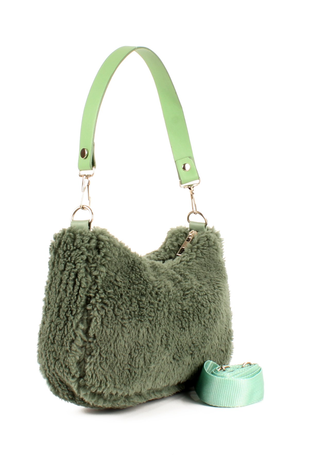 LWE10716-SyhTalhaLuwwe Bag'sKadın Çift Askılı Suni Kürklü-Peluş Baget Omuz Çantası (10716)