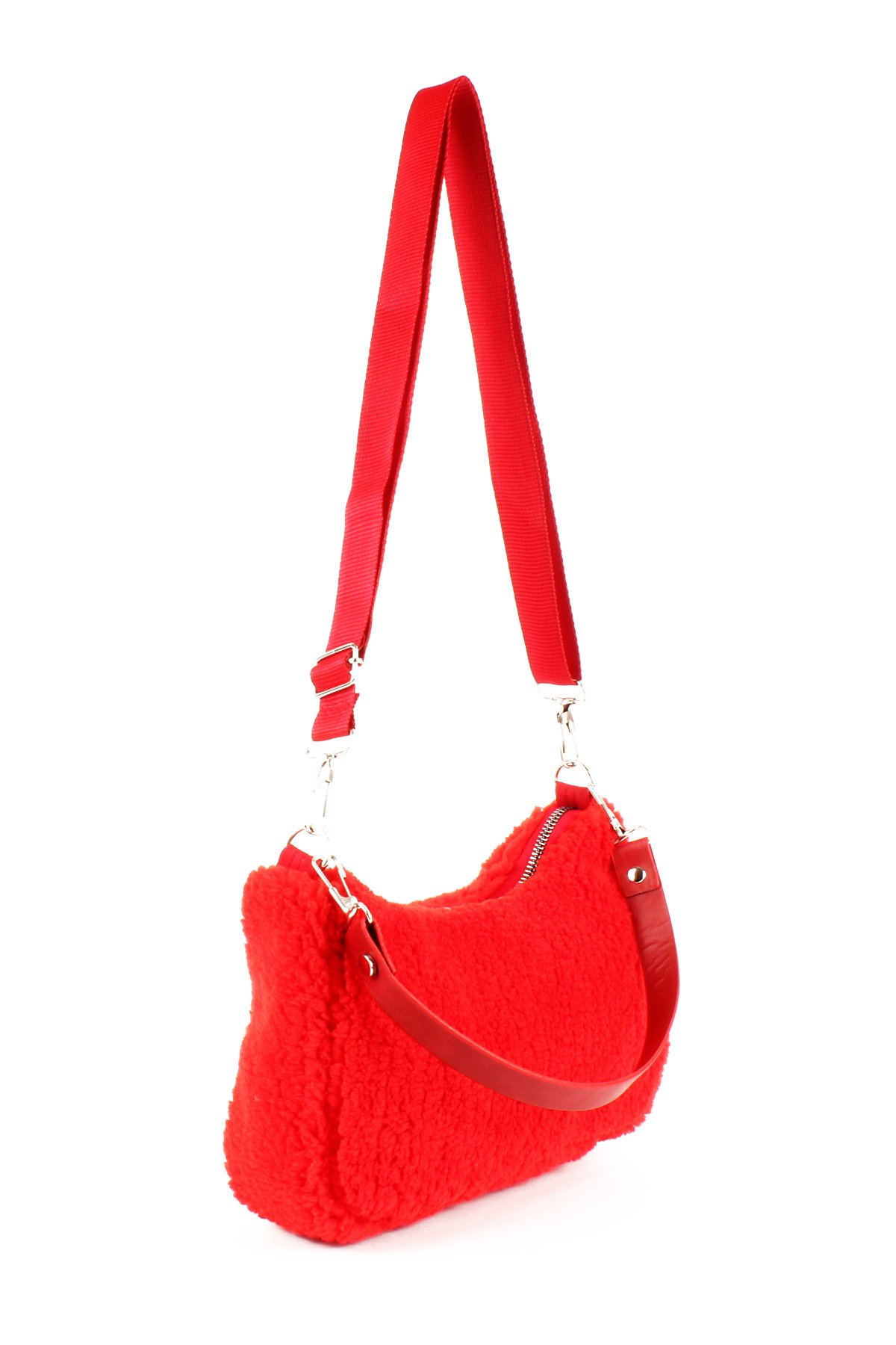 LWE10716-SyhTalhaLuwwe Bag'sKadın Çift Askılı Suni Kürklü-Peluş Baget Omuz Çantası (10716)