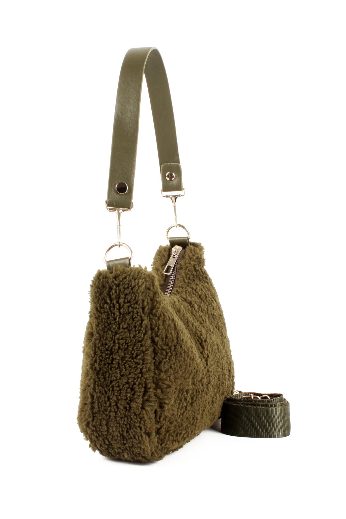 LWE10716-SyhTalhaLuwwe Bag'sKadın Çift Askılı Suni Kürklü-Peluş Baget Omuz Çantası (10716)