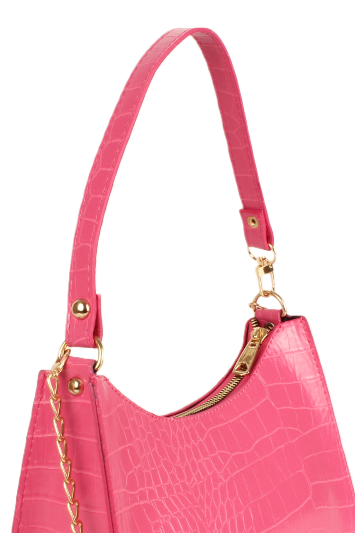 LWE20745-SyhTalhaLuwwe Bag'sKadın Çift Askılı Timsah Desenli Yay Kesim Zincir Askılı Baget Çanta- Omuz Çantası (20745)