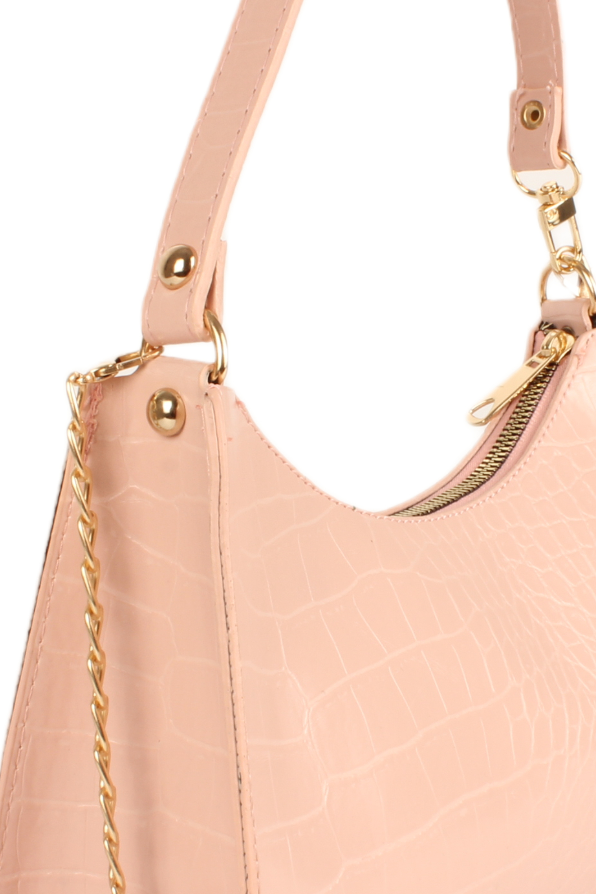 LWE20745-SyhTalhaLuwwe Bag'sKadın Çift Askılı Timsah Desenli Yay Kesim Zincir Askılı Baget Çanta- Omuz Çantası (20745)