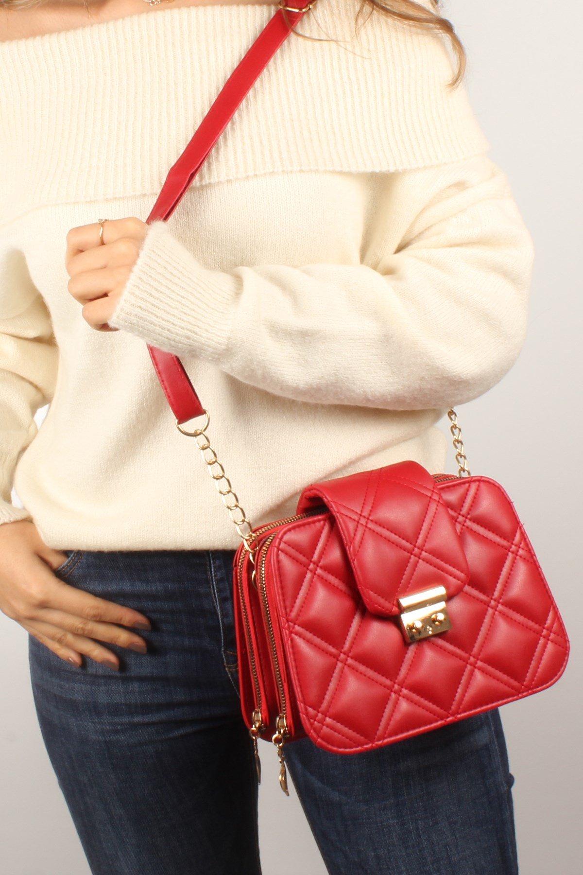 LWE10429-SLuwweLuwwe Bag'sKadın Çift Fermuarlı Kapitone Omuz Çantası (10429)