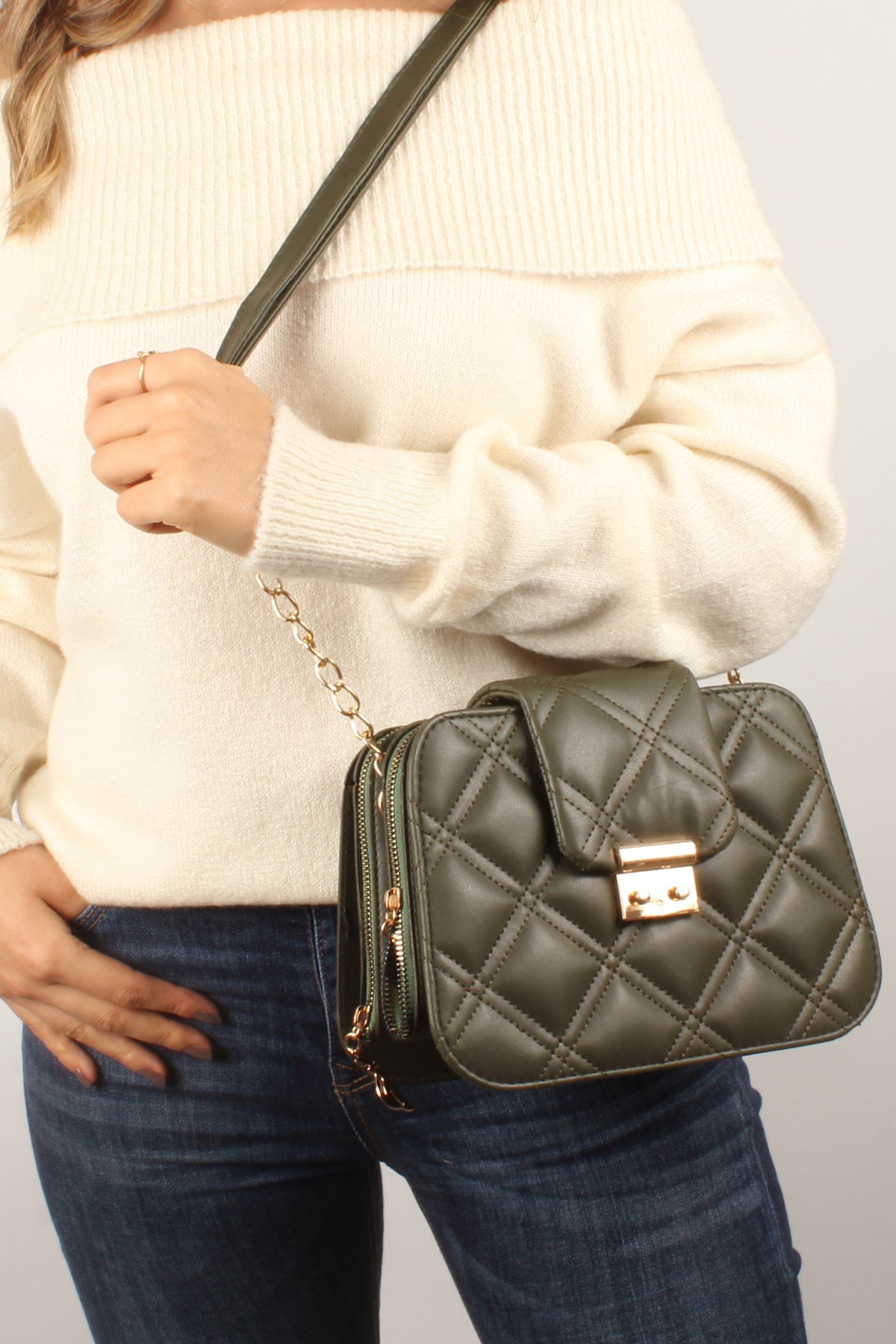 LWE10429-SLuwweLuwwe Bag'sKadın Çift Fermuarlı Kapitone Omuz Çantası (10429)