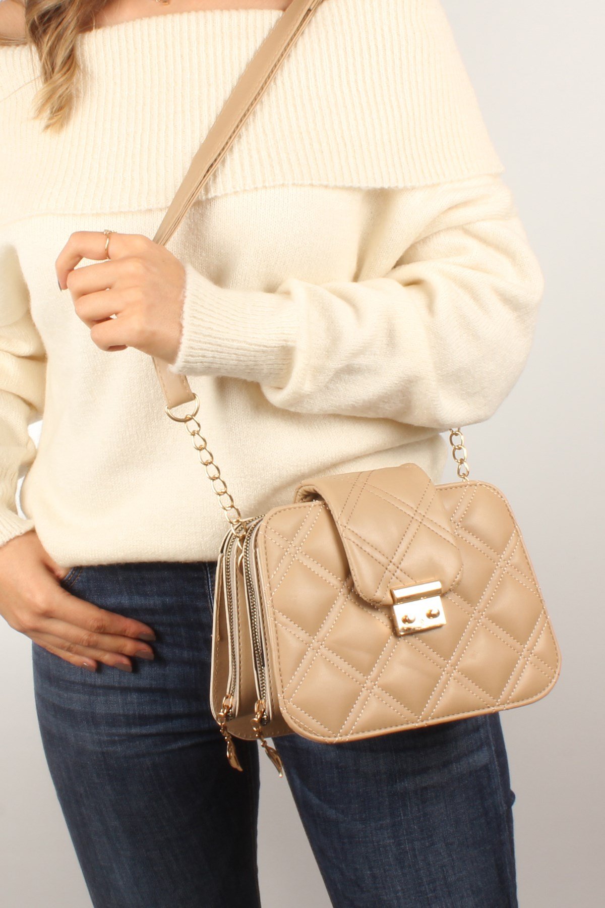 LWE10429-SLuwweLuwwe Bag'sKadın Çift Fermuarlı Kapitone Omuz Çantası (10429)