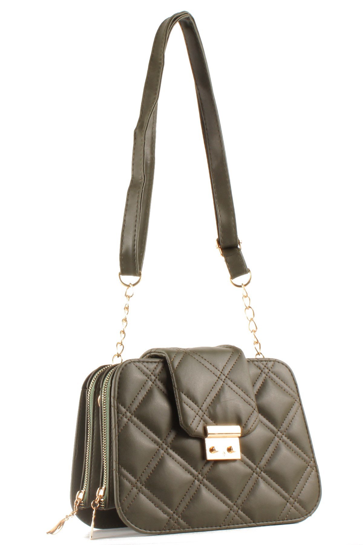 LWE10429-SLuwweLuwwe Bag'sKadın Çift Fermuarlı Kapitone Omuz Çantası (10429)