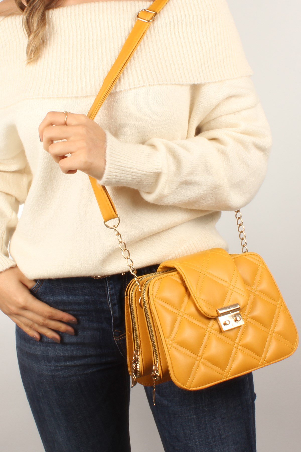 LWE10429-SLuwweLuwwe Bag'sKadın Çift Fermuarlı Kapitone Omuz Çantası (10429)