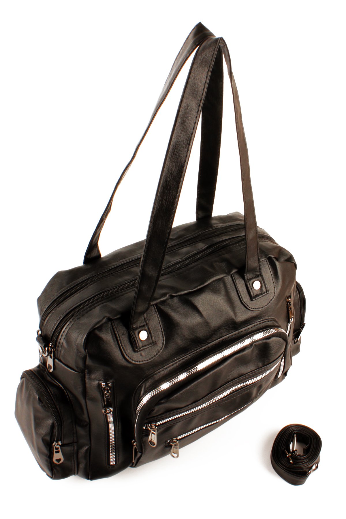 LWE1779-SyhTalhaLuwwe Bag'sKadın Çok Çepli İki Ana Bölmeli Anne Tarz Yıkama Deri Salaş El ve Omuz Çantası (1779)