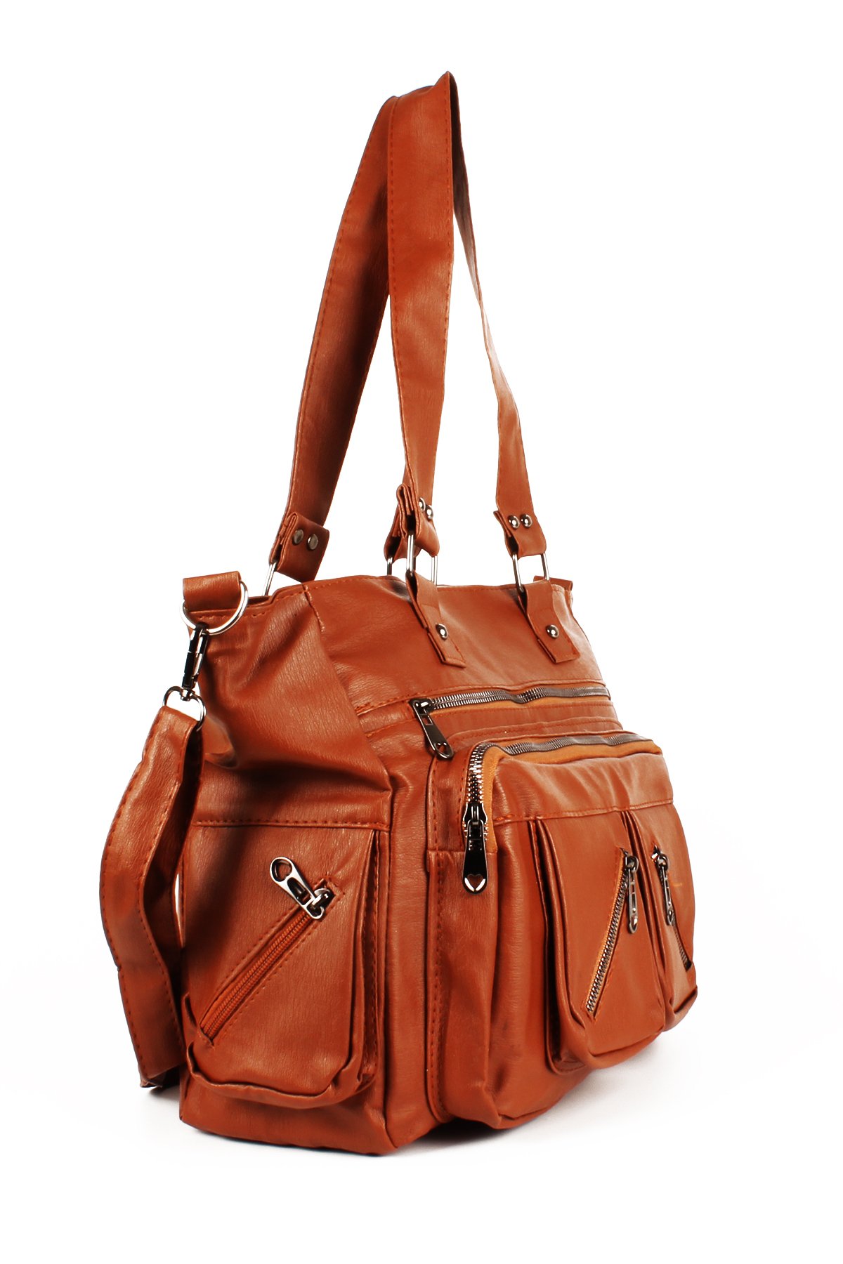 LWE1751-SyhTalhaLuwwe Bag'sKadın Çok Çepli İki Bölmeli Anne Tarz Yıkama Deri Salaş El ve Omuz Çantası (1751)