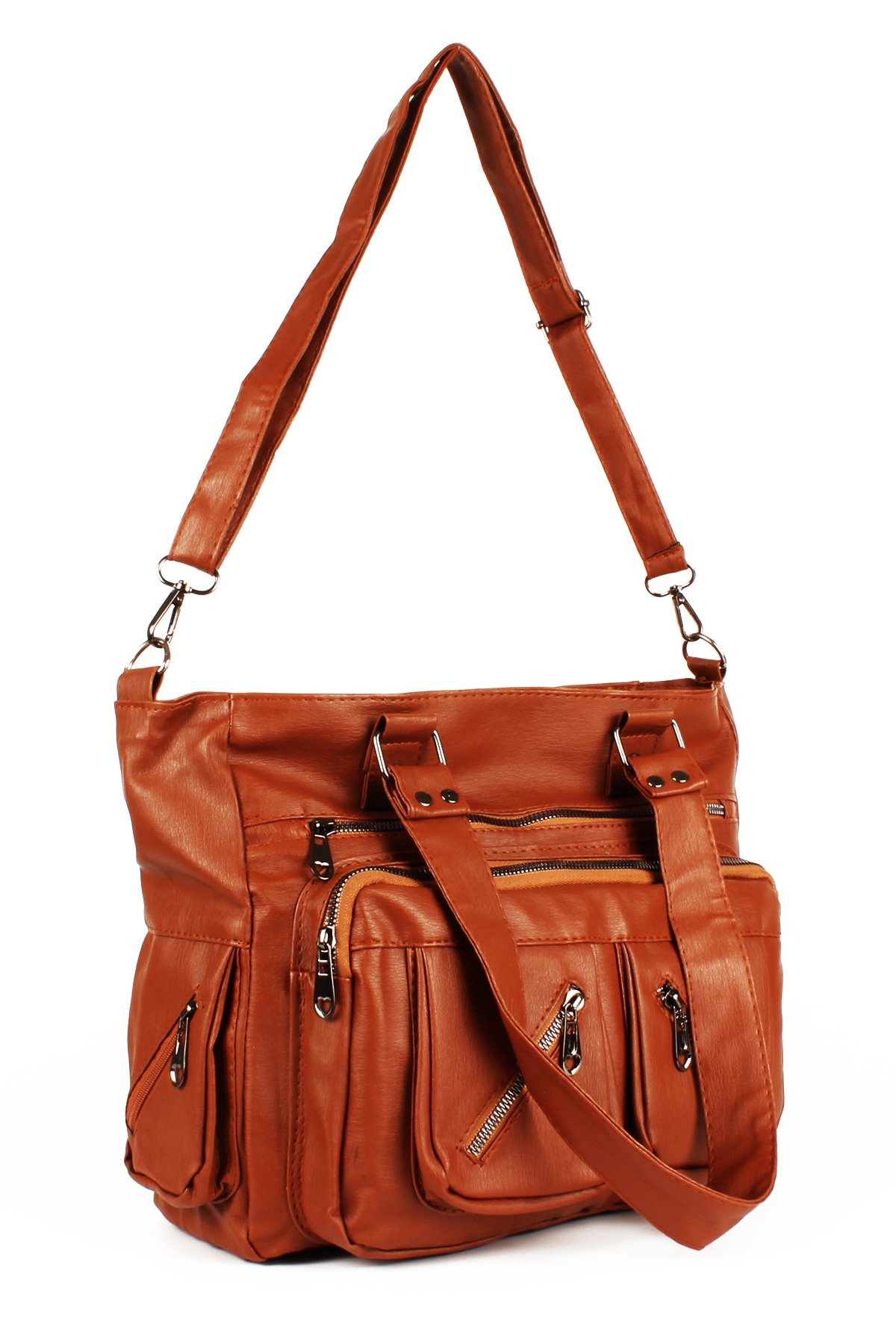 LWE1751-SyhTalhaLuwwe Bag'sKadın Çok Çepli İki Bölmeli Anne Tarz Yıkama Deri Salaş El ve Omuz Çantası (1751)