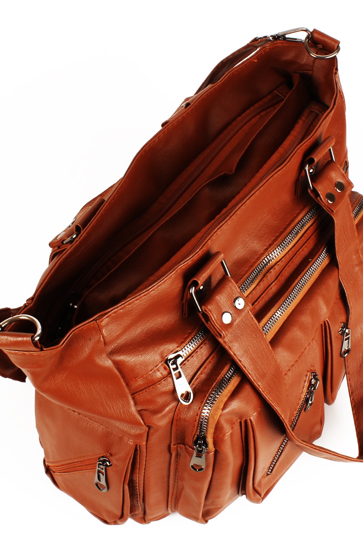 LWE1751-SyhTalhaLuwwe Bag'sKadın Çok Çepli İki Bölmeli Anne Tarz Yıkama Deri Salaş El ve Omuz Çantası (1751)