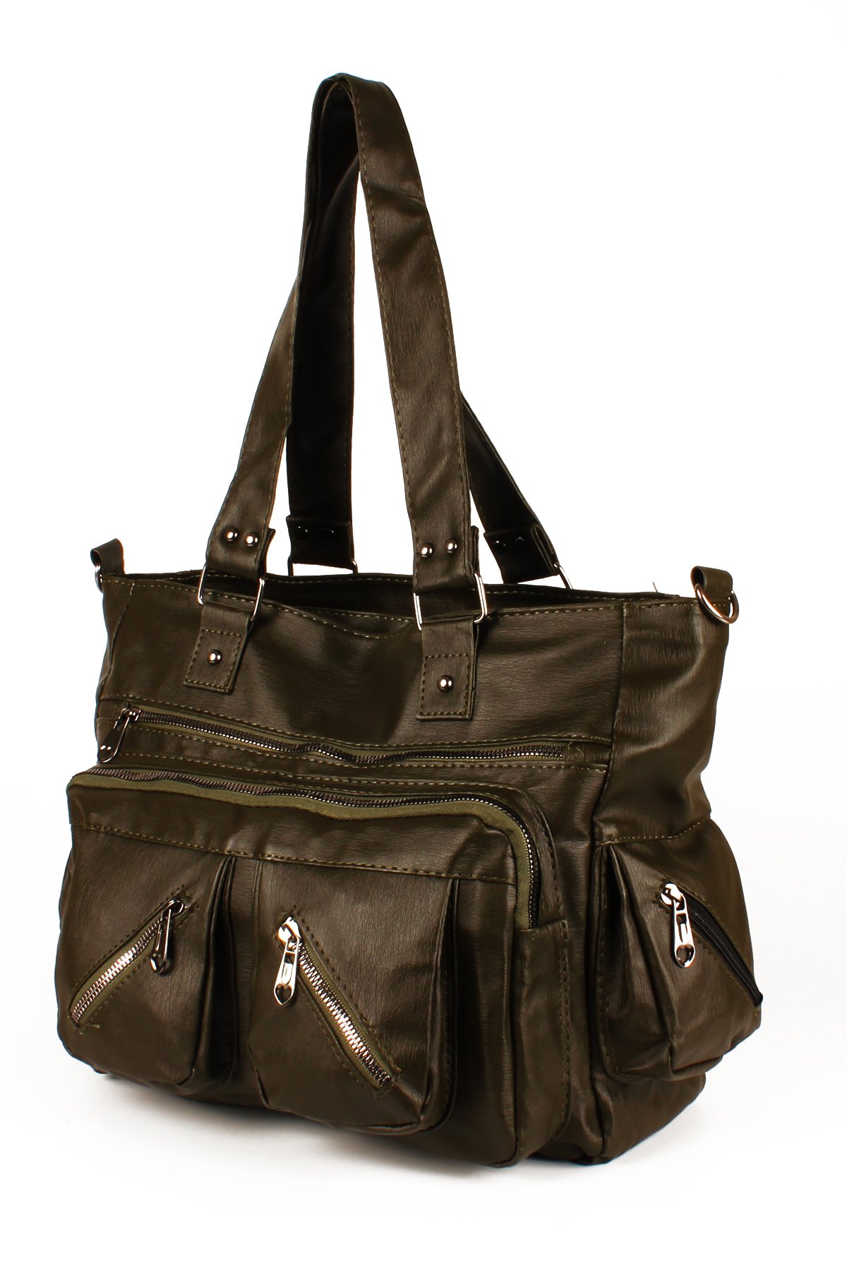 LWE1751-SyhTalhaLuwwe Bag'sKadın Çok Çepli İki Bölmeli Anne Tarz Yıkama Deri Salaş El ve Omuz Çantası (1751)