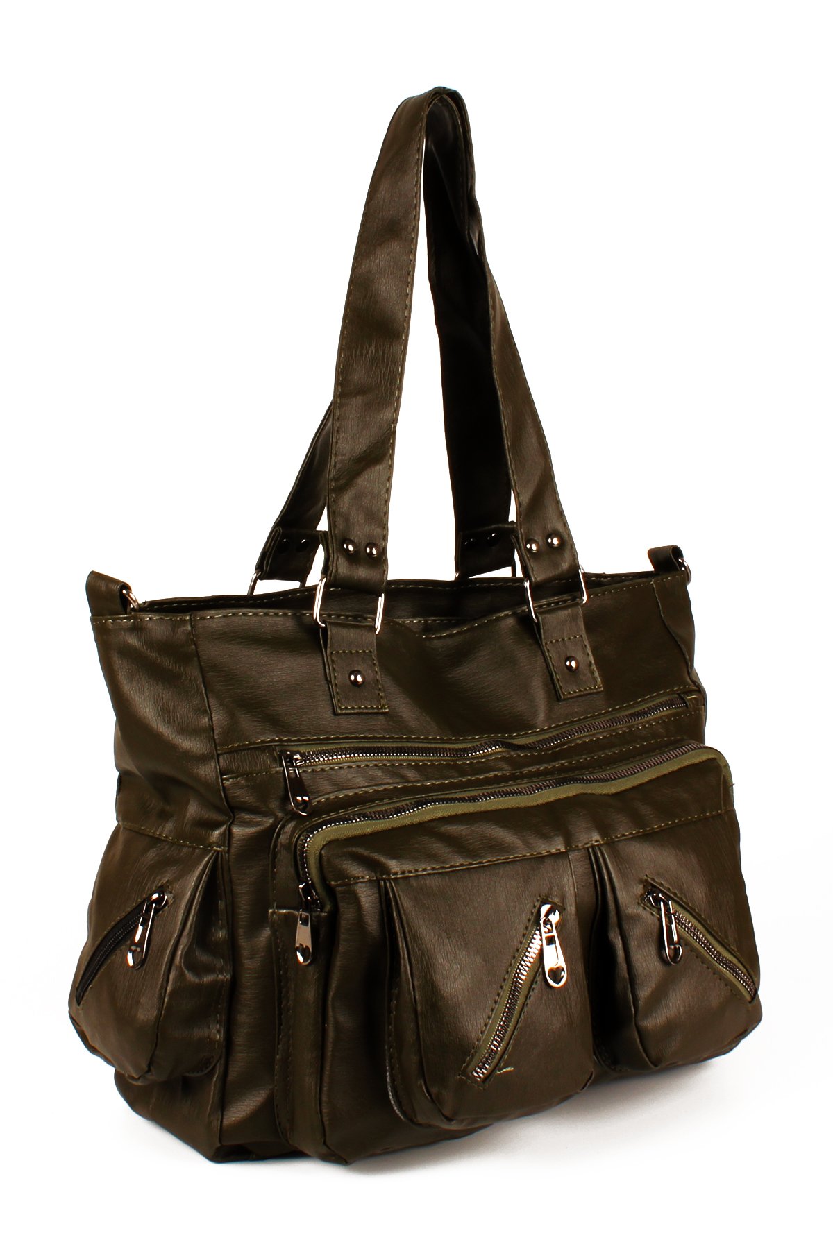 LWE1751-SyhTalhaLuwwe Bag'sKadın Çok Çepli İki Bölmeli Anne Tarz Yıkama Deri Salaş El ve Omuz Çantası (1751)