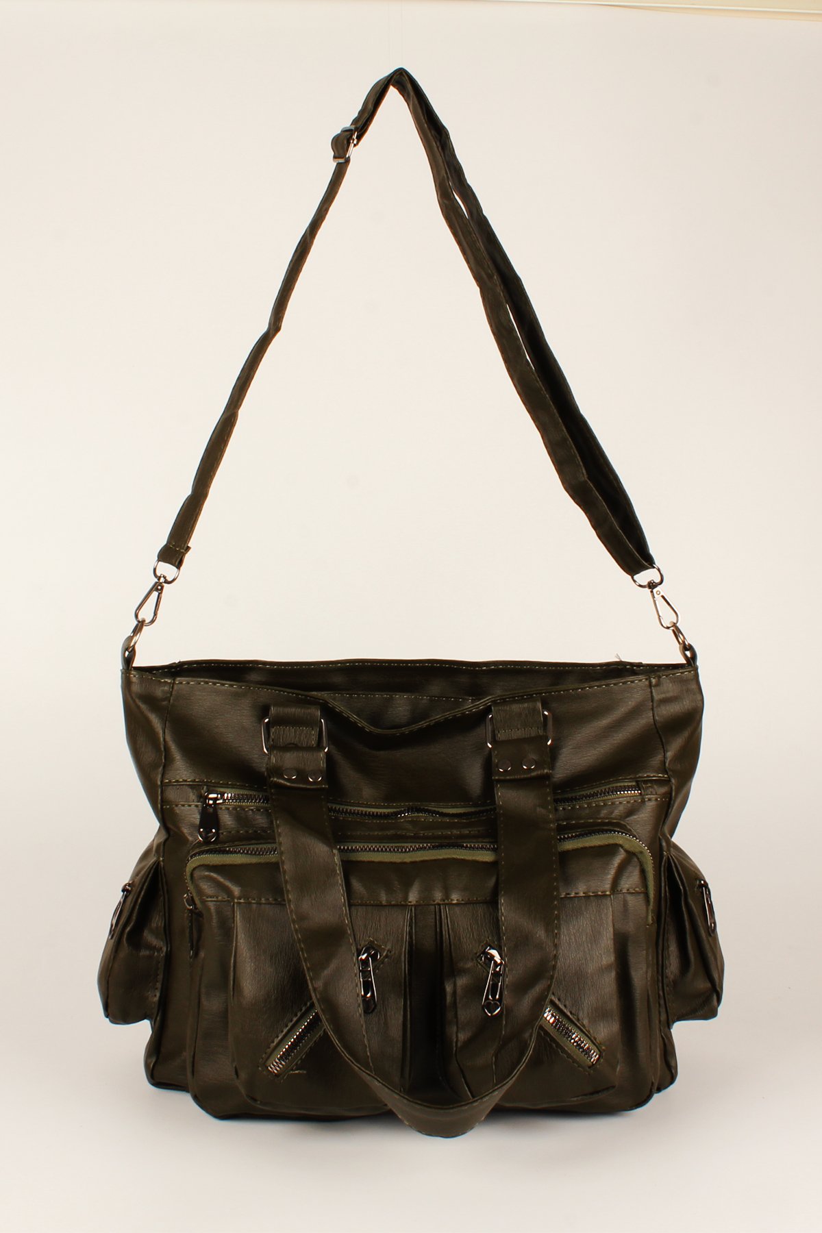 LWE1751-SyhTalhaLuwwe Bag'sKadın Çok Çepli İki Bölmeli Anne Tarz Yıkama Deri Salaş El ve Omuz Çantası (1751)