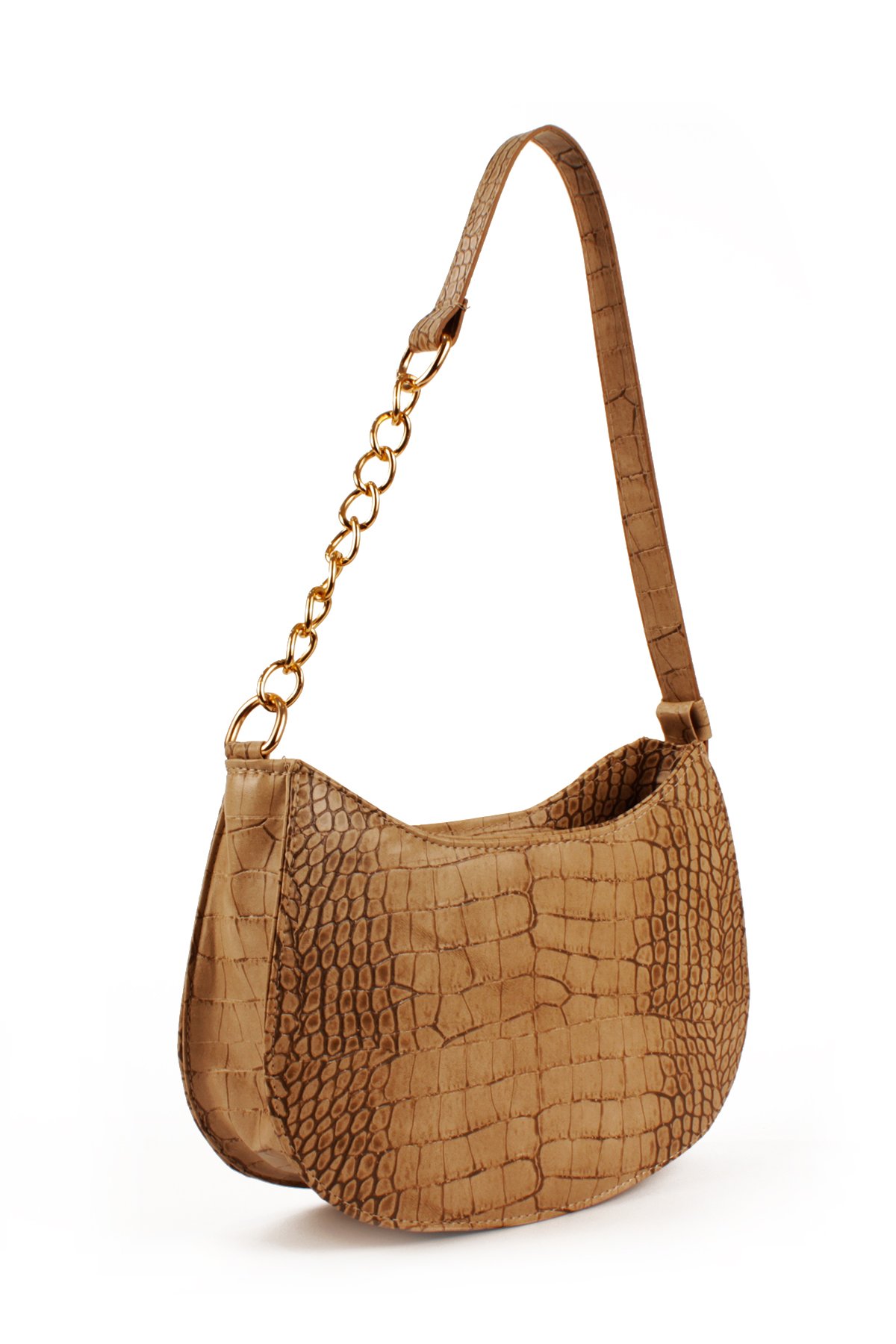 LWE10774-SyhTalhaLuwwe Bag'sKadın Deri Görünümlü Yarı Zincir Askılı Omuz ve Baget Çanta (10774)