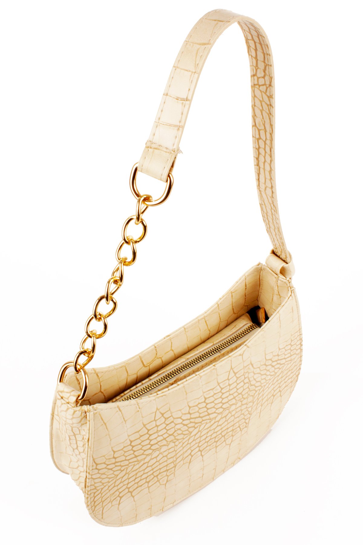 LWE10774-SyhTalhaLuwwe Bag'sKadın Deri Görünümlü Yarı Zincir Askılı Omuz ve Baget Çanta (10774)