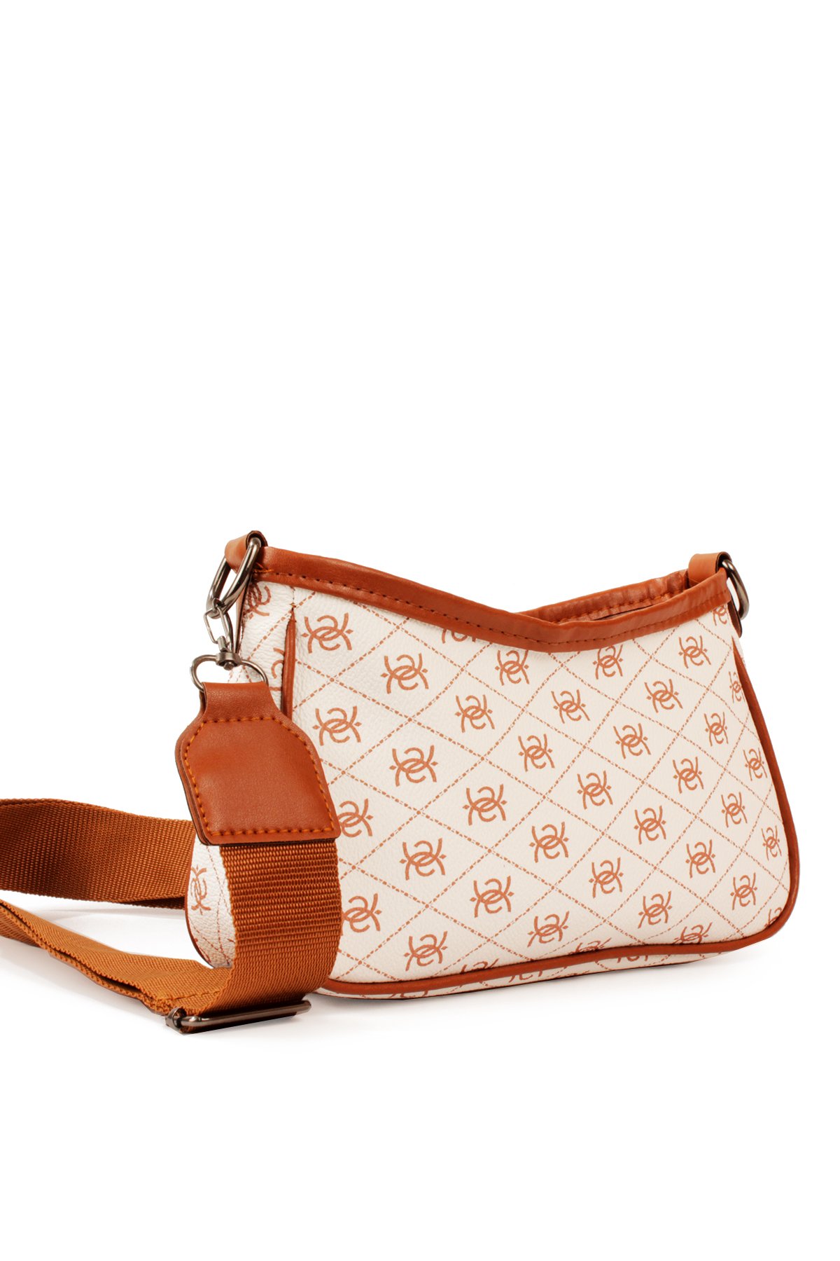 LWE20820-SyhTalhaLuwwe Bag'sKadın Desenli Deri Fermuarlı Kapama Kolon Askılı Astarlı Baget Tarz Omuz Çantası (20820)