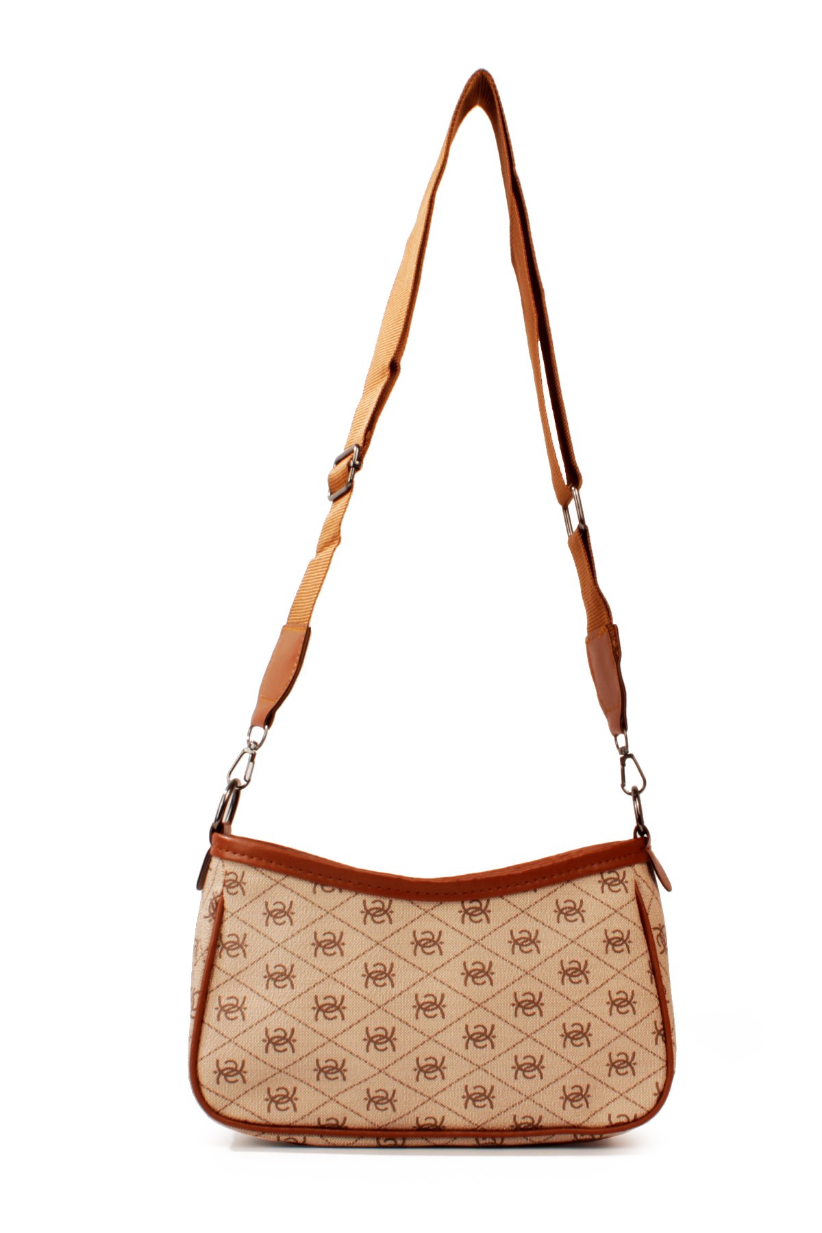 LWE20820-SyhTalhaLuwwe Bag'sKadın Desenli Deri Fermuarlı Kapama Kolon Askılı Astarlı Baget Tarz Omuz Çantası (20820)