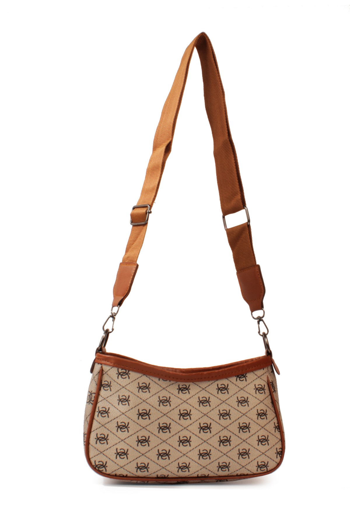 LWE20820-SyhTalhaLuwwe Bag'sKadın Desenli Deri Fermuarlı Kapama Kolon Askılı Astarlı Baget Tarz Omuz Çantası (20820)