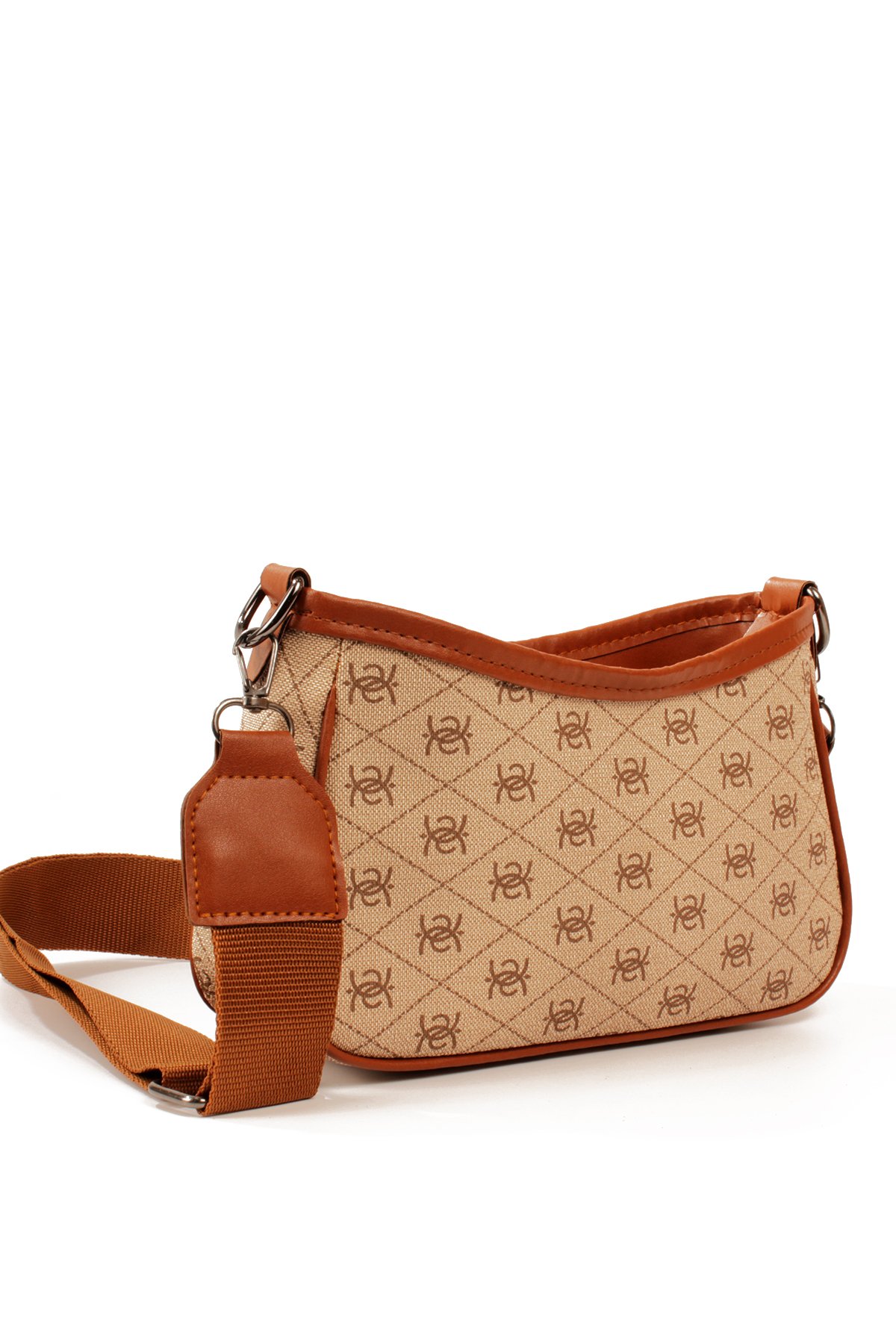 LWE20820-SyhTalhaLuwwe Bag'sKadın Desenli Deri Fermuarlı Kapama Kolon Askılı Astarlı Baget Tarz Omuz Çantası (20820)