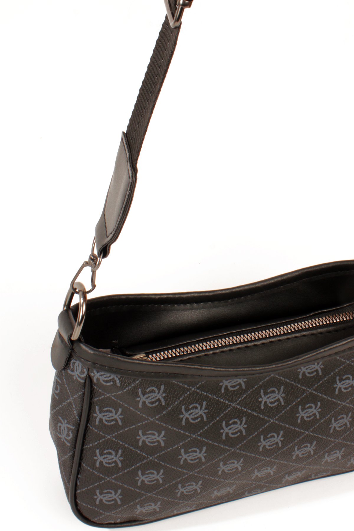 LWE20820-SyhTalhaLuwwe Bag'sKadın Desenli Deri Fermuarlı Kapama Kolon Askılı Astarlı Baget Tarz Omuz Çantası (20820)