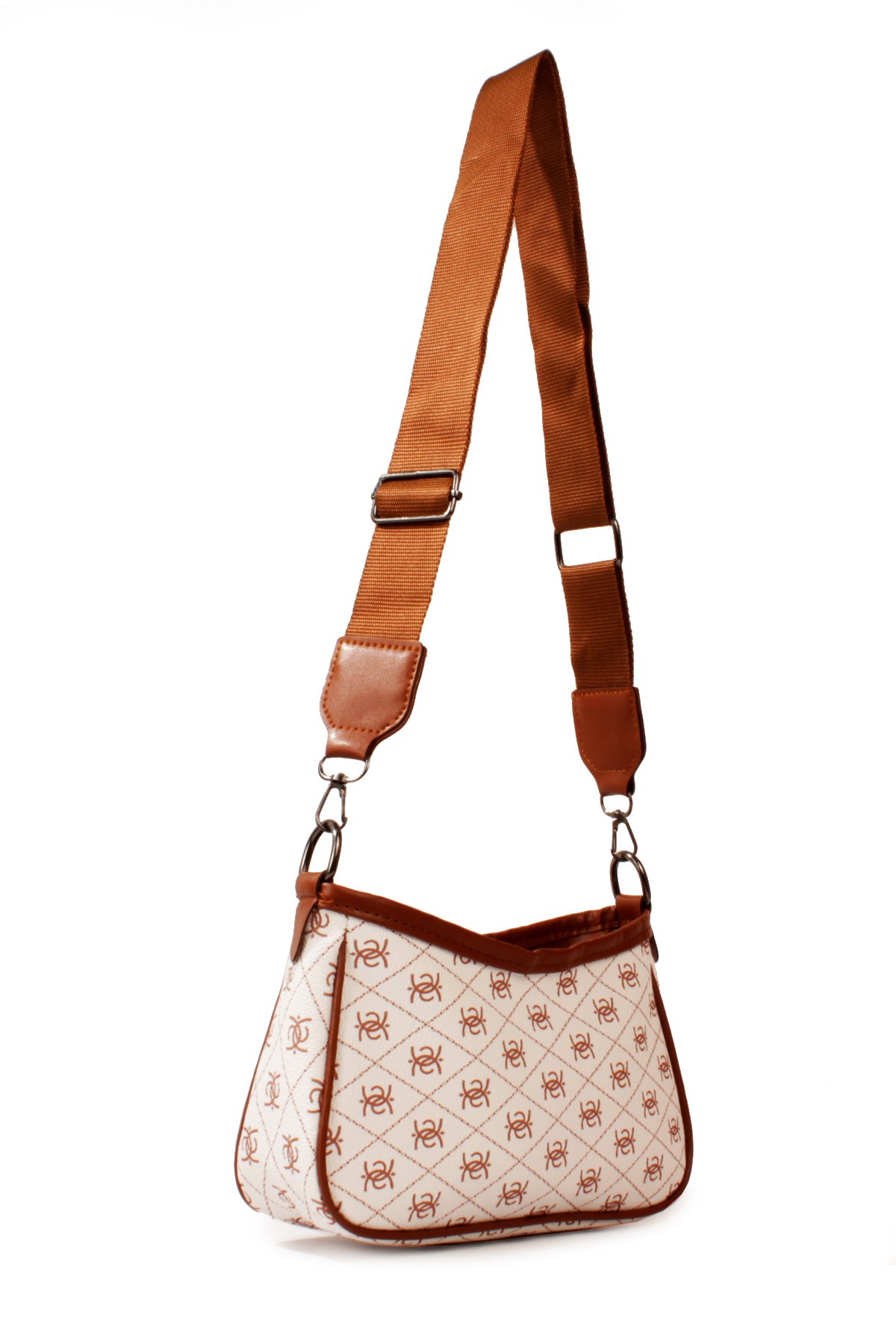 LWE20820-SyhTalhaLuwwe Bag'sKadın Desenli Deri Fermuarlı Kapama Kolon Askılı Astarlı Baget Tarz Omuz Çantası (20820)