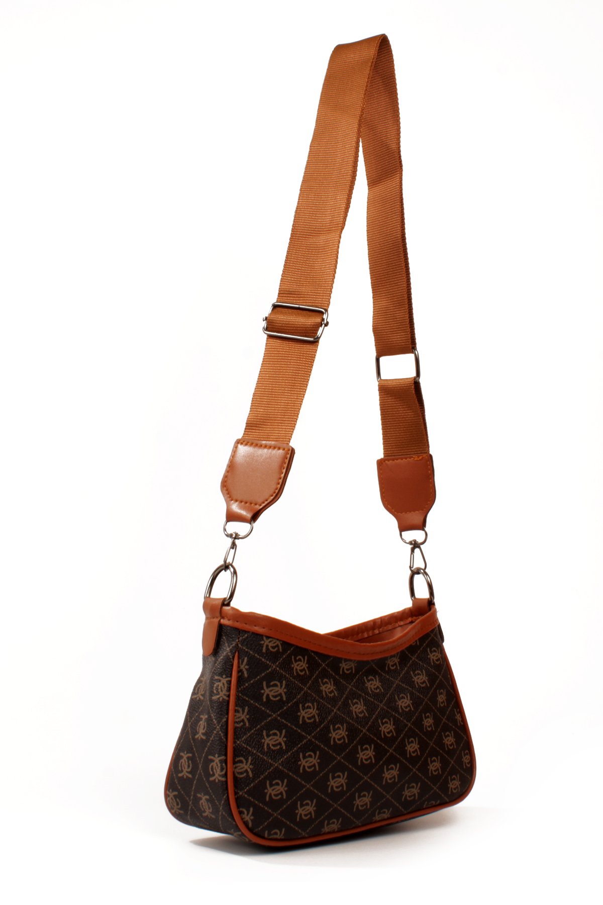 LWE20820-SyhTalhaLuwwe Bag'sKadın Desenli Deri Fermuarlı Kapama Kolon Askılı Astarlı Baget Tarz Omuz Çantası (20820)