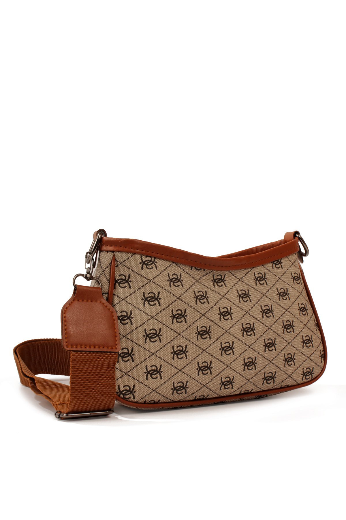 LWE20820-SyhTalhaLuwwe Bag'sKadın Desenli Deri Fermuarlı Kapama Kolon Askılı Astarlı Baget Tarz Omuz Çantası (20820)