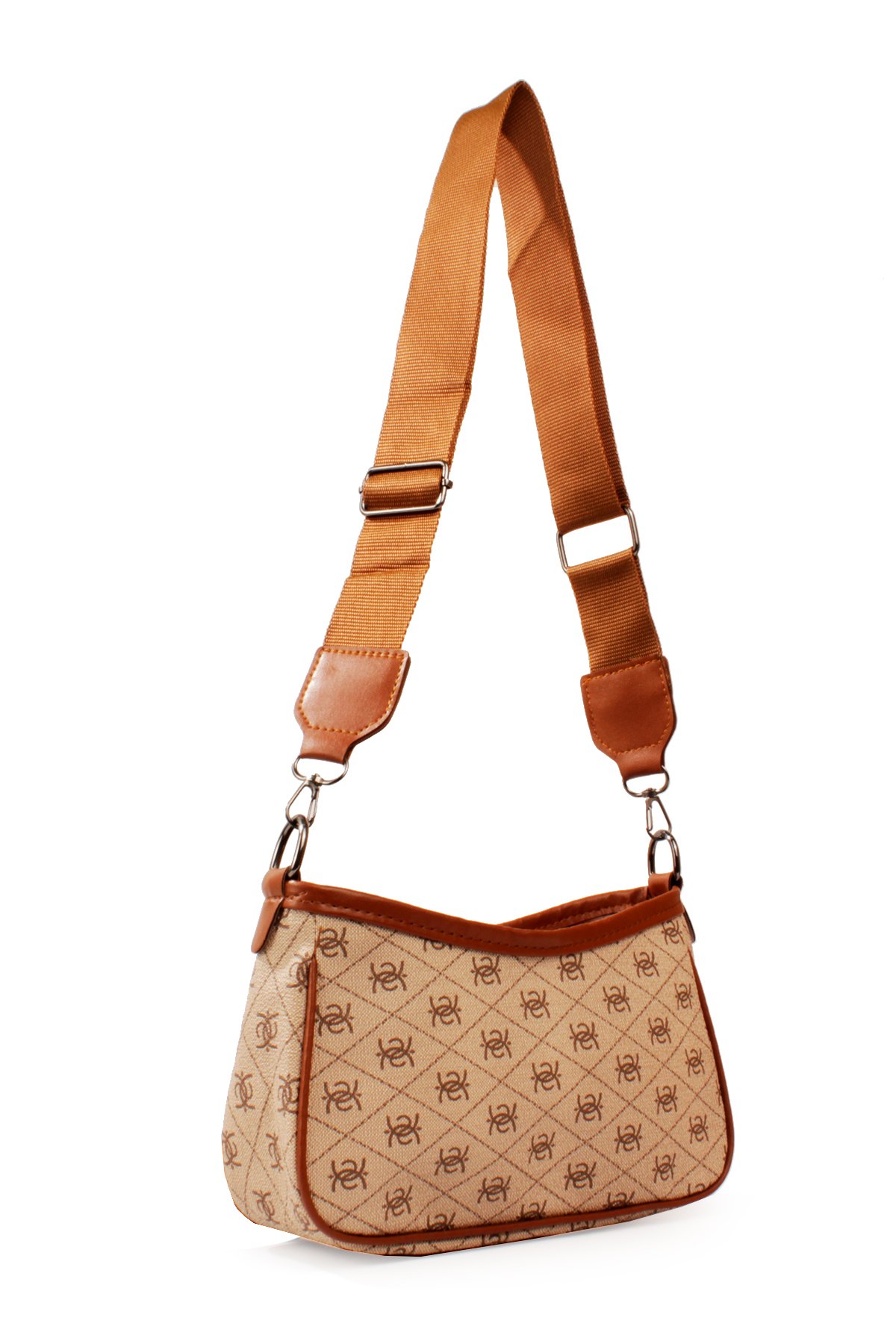 LWE20820-SyhTalhaLuwwe Bag'sKadın Desenli Deri Fermuarlı Kapama Kolon Askılı Astarlı Baget Tarz Omuz Çantası (20820)