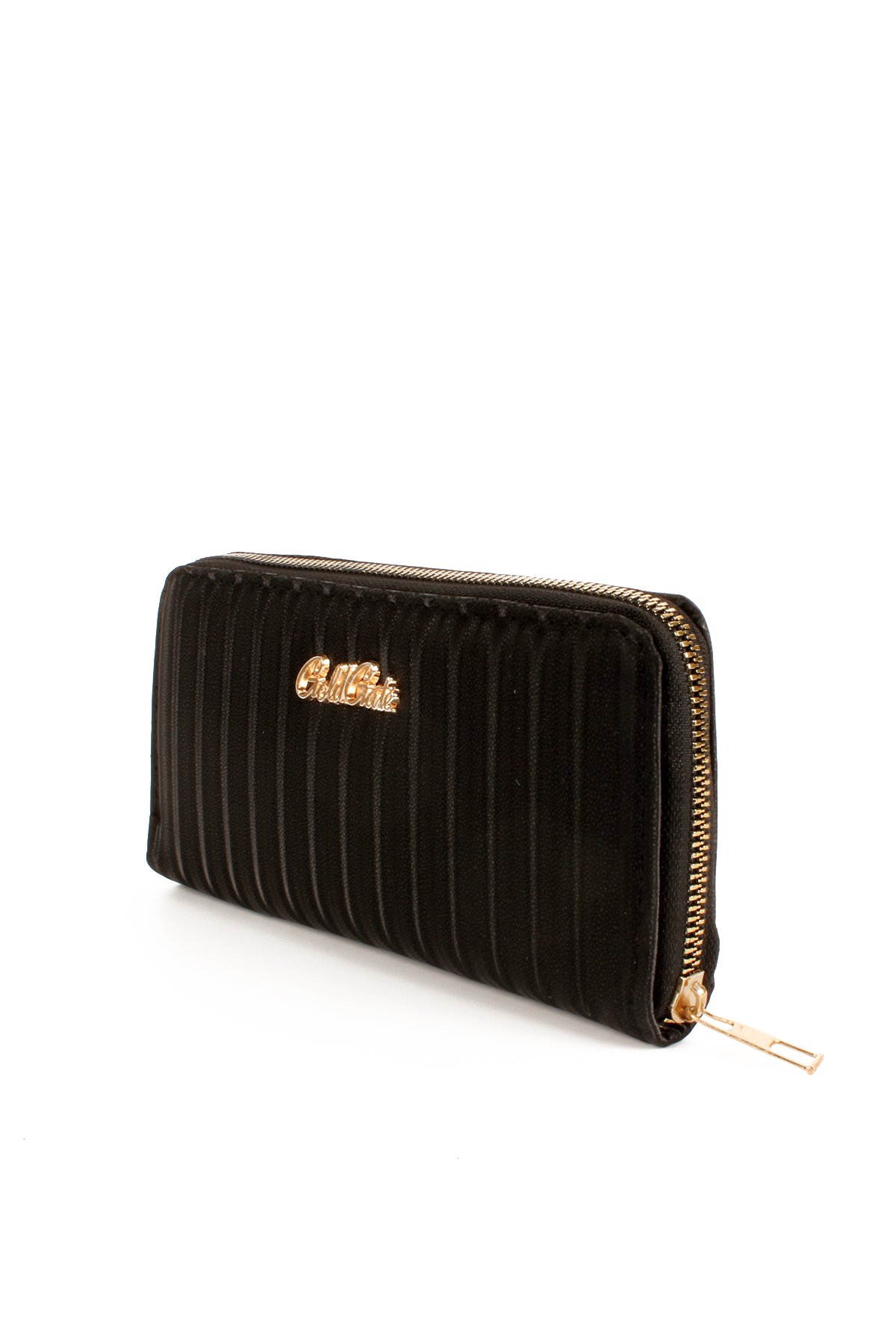 LWE50711-SyhTalhaLuwwe Bag'sKadın Fermuarlı Gold Yazı Detaylı Saten Doku Üç İç Bölmeli Cüzdan Ve Kartlık  (50711)