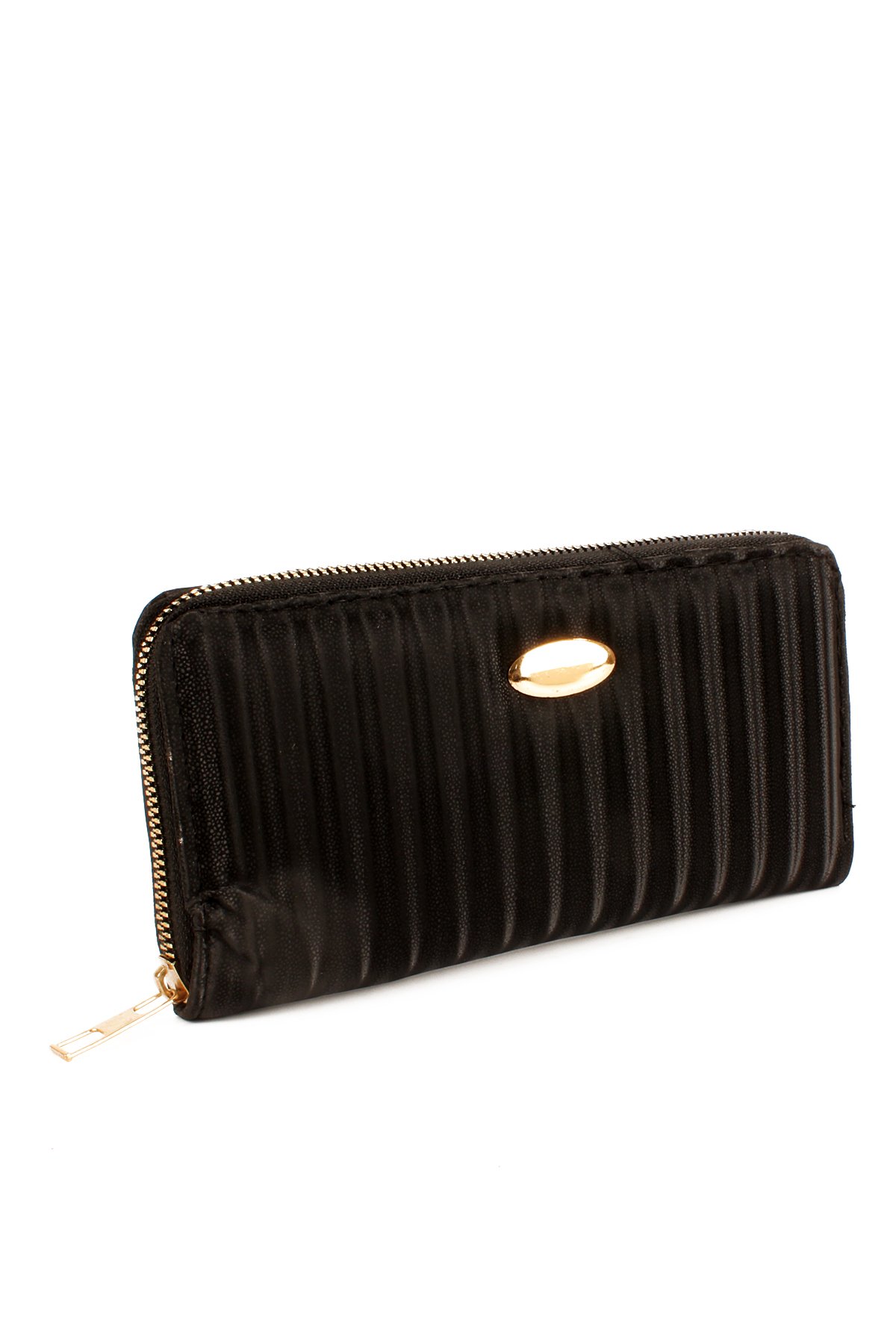 LWE50712-SyhTalhaLuwwe Bag'sKadın Fermuarlı Şeritli Saten Doku Üç İç Bölmeli Cüzdan Ve Kartlık  (50712)