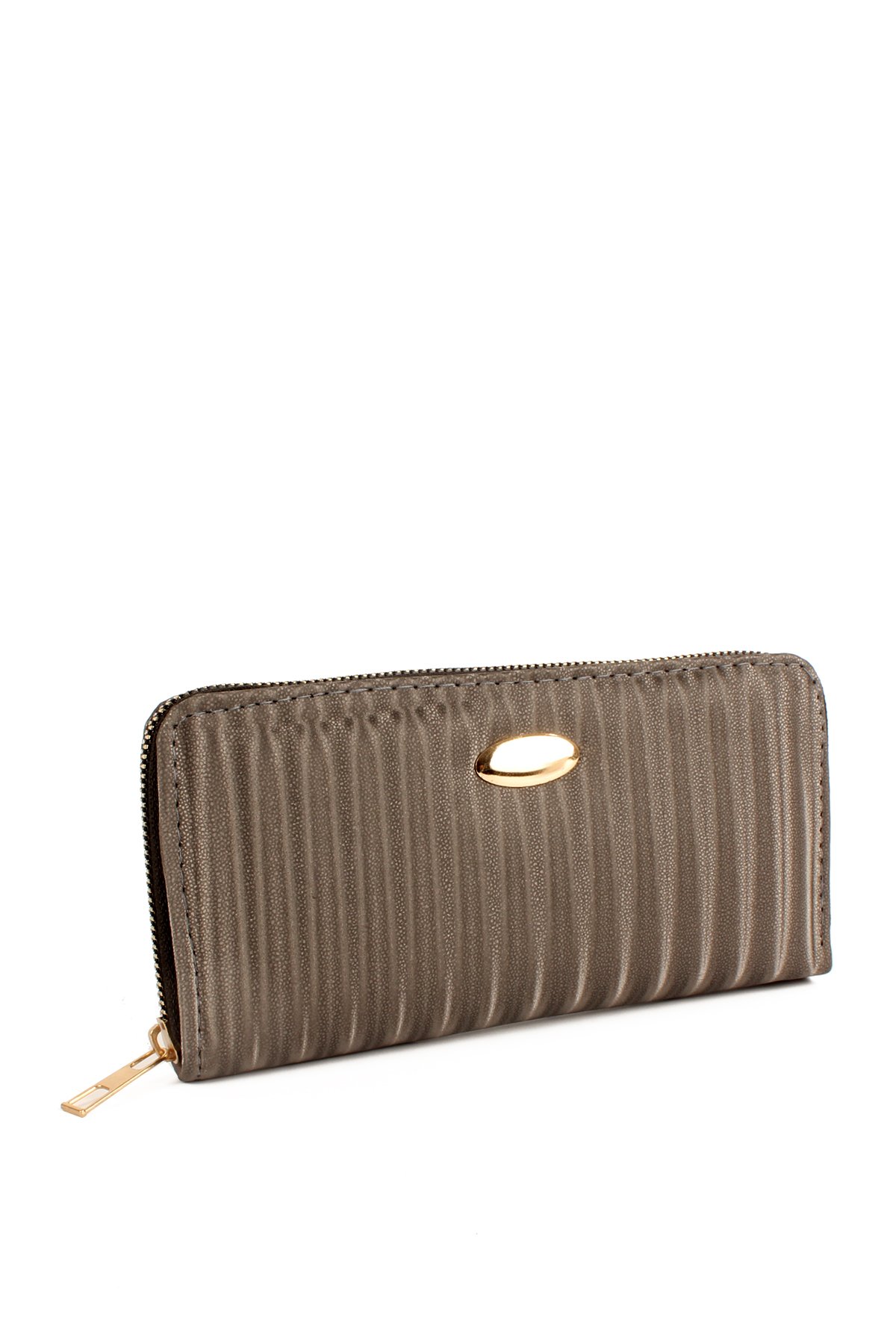 LWE50712-SyhTalhaLuwwe Bag'sKadın Fermuarlı Şeritli Saten Doku Üç İç Bölmeli Cüzdan Ve Kartlık  (50712)