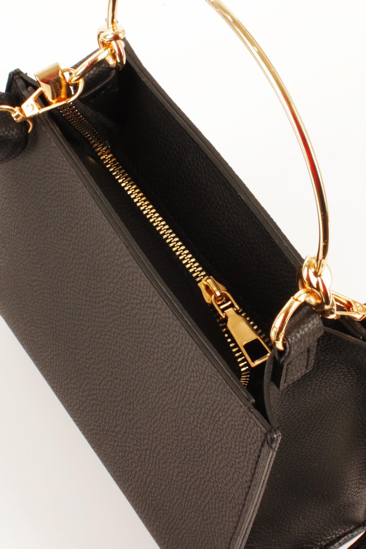 LWE1780-SyhTalhaLuwwe Bag'sKadın Gold Çelik El Saplı Şişe Dipli Pramit Armalı El ve Omuz Çantası (1780)