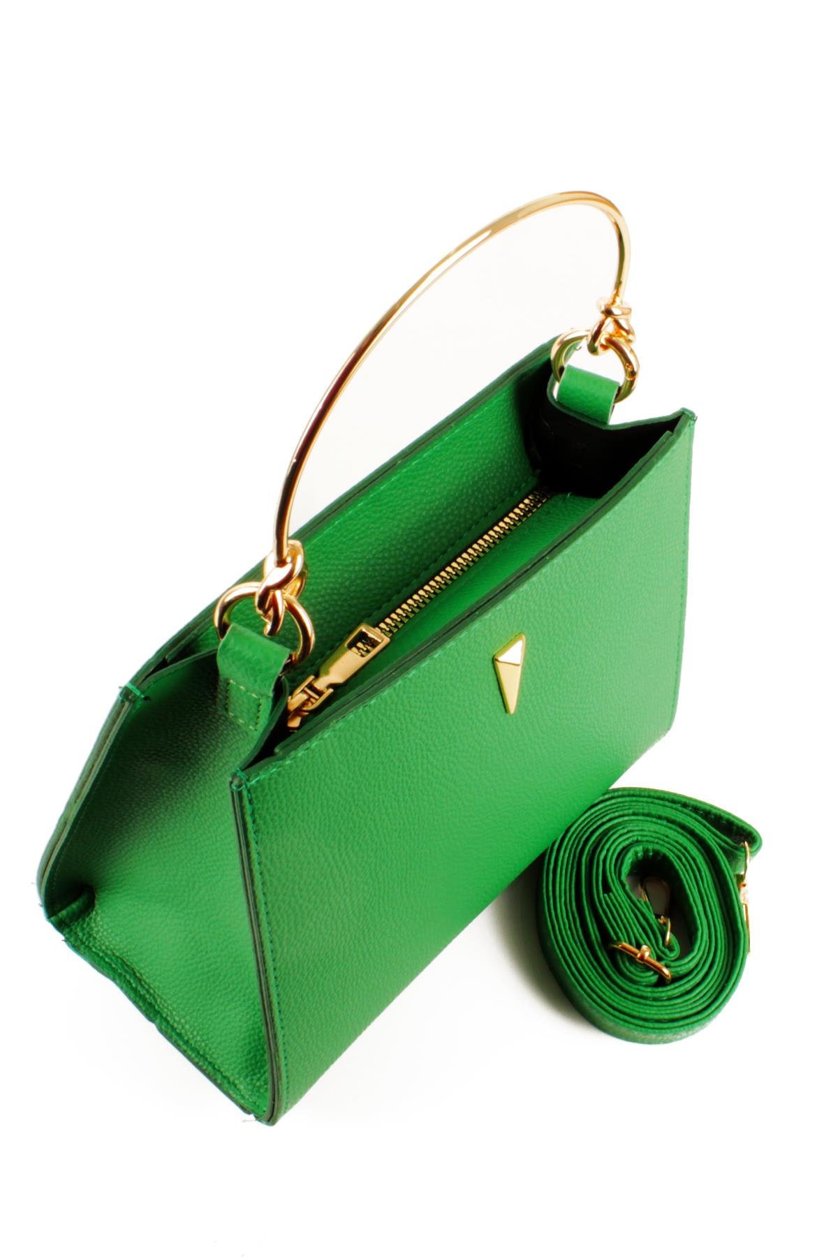 LWE1780-SyhTalhaLuwwe Bag'sKadın Gold Çelik El Saplı Şişe Dipli Pramit Armalı El ve Omuz Çantası (1780)