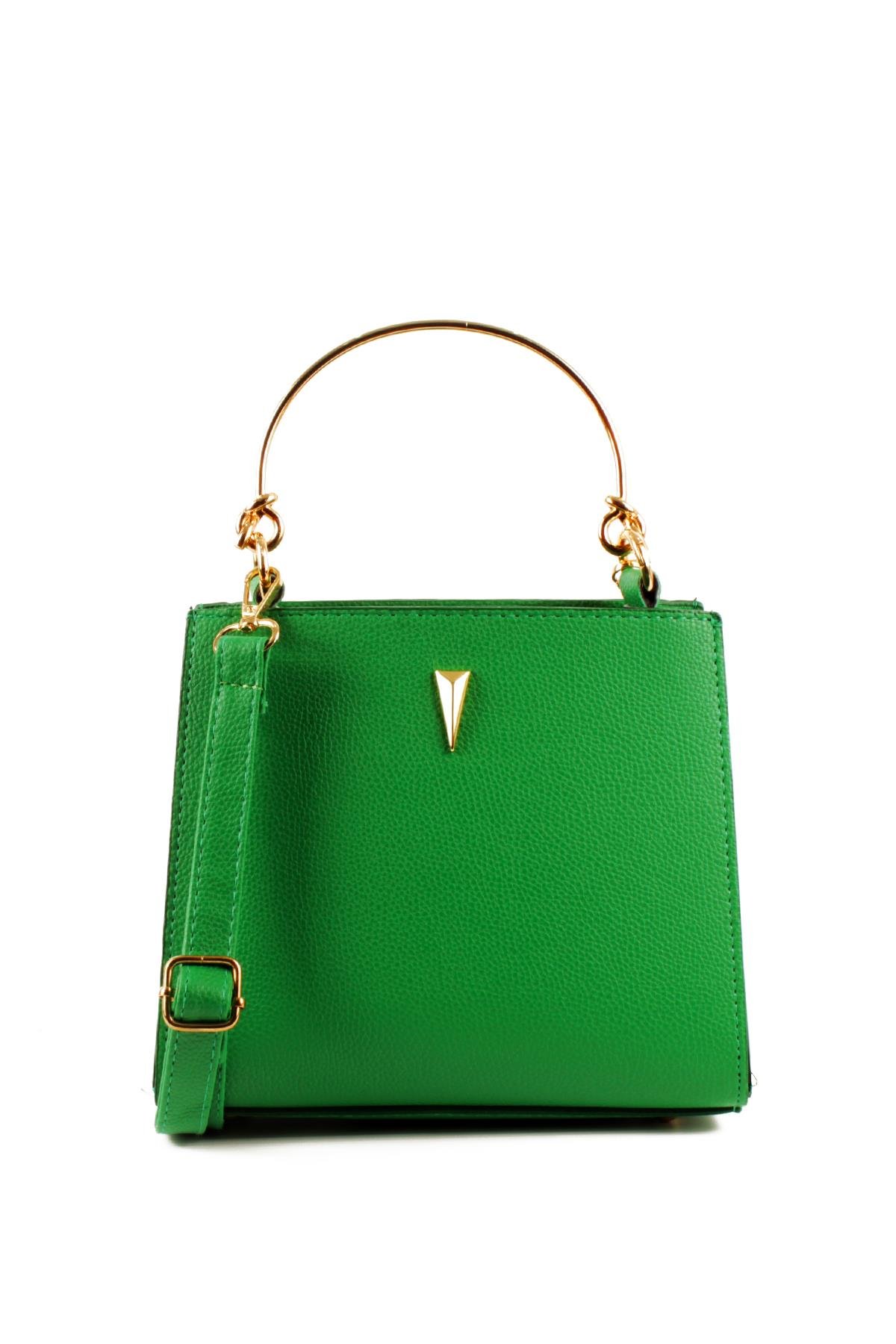 LWE1780-SyhTalhaLuwwe Bag'sKadın Gold Çelik El Saplı Şişe Dipli Pramit Armalı El ve Omuz Çantası (1780)