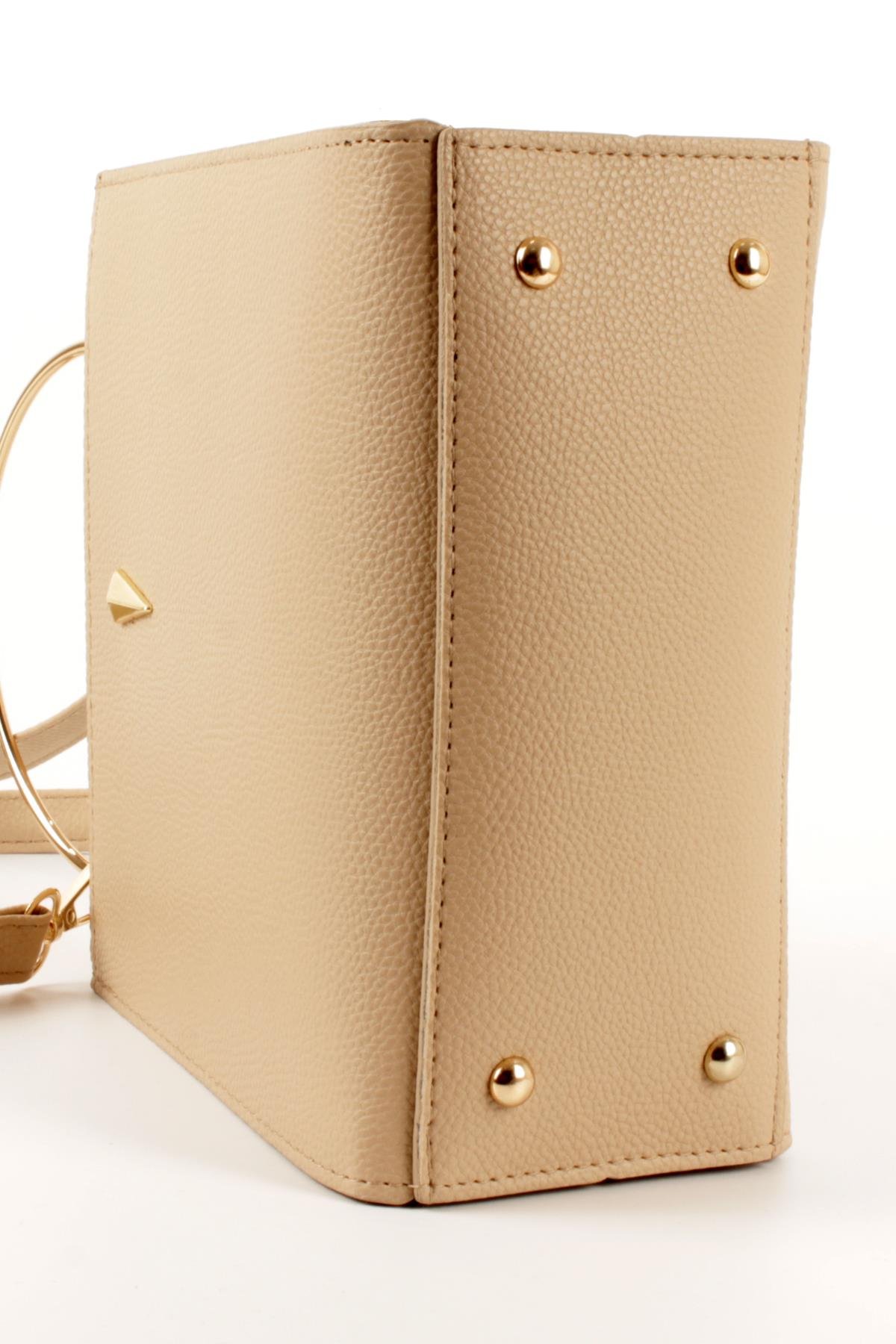 LWE1780-SyhTalhaLuwwe Bag'sKadın Gold Çelik El Saplı Şişe Dipli Pramit Armalı El ve Omuz Çantası (1780)