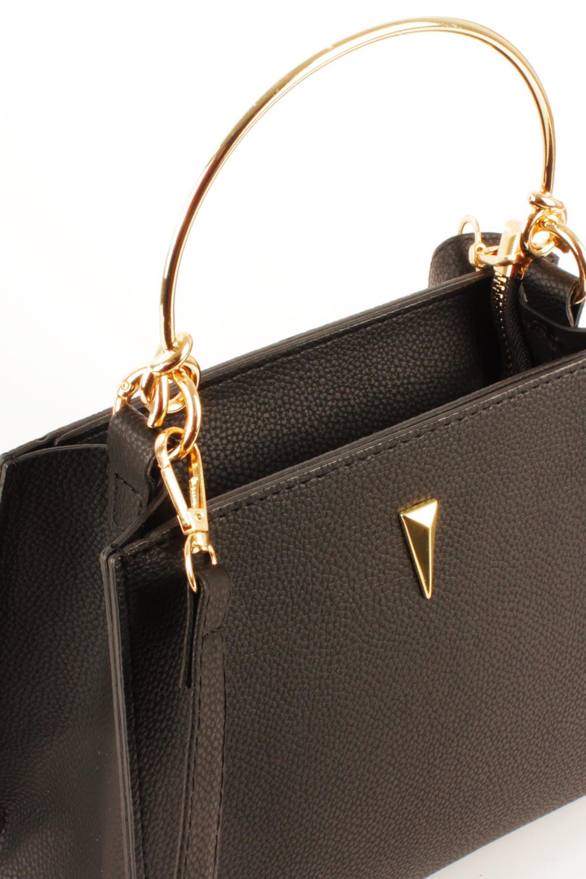 LWE1780-SyhTalhaLuwwe Bag'sKadın Gold Çelik El Saplı Şişe Dipli Pramit Armalı El ve Omuz Çantası (1780)