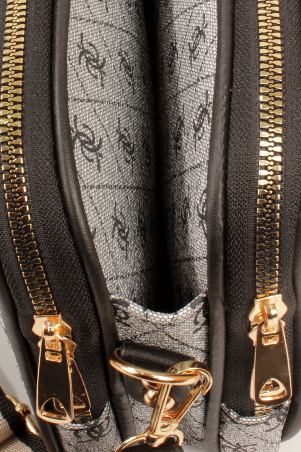 LWE1810-SyhTalhaLuwwe Bag'sKadın İki Bölmeli Çift Yön Fermuarlı Kapama Desenli Deri Dokuma Kolon Askılı Omuz Çantası (1810)