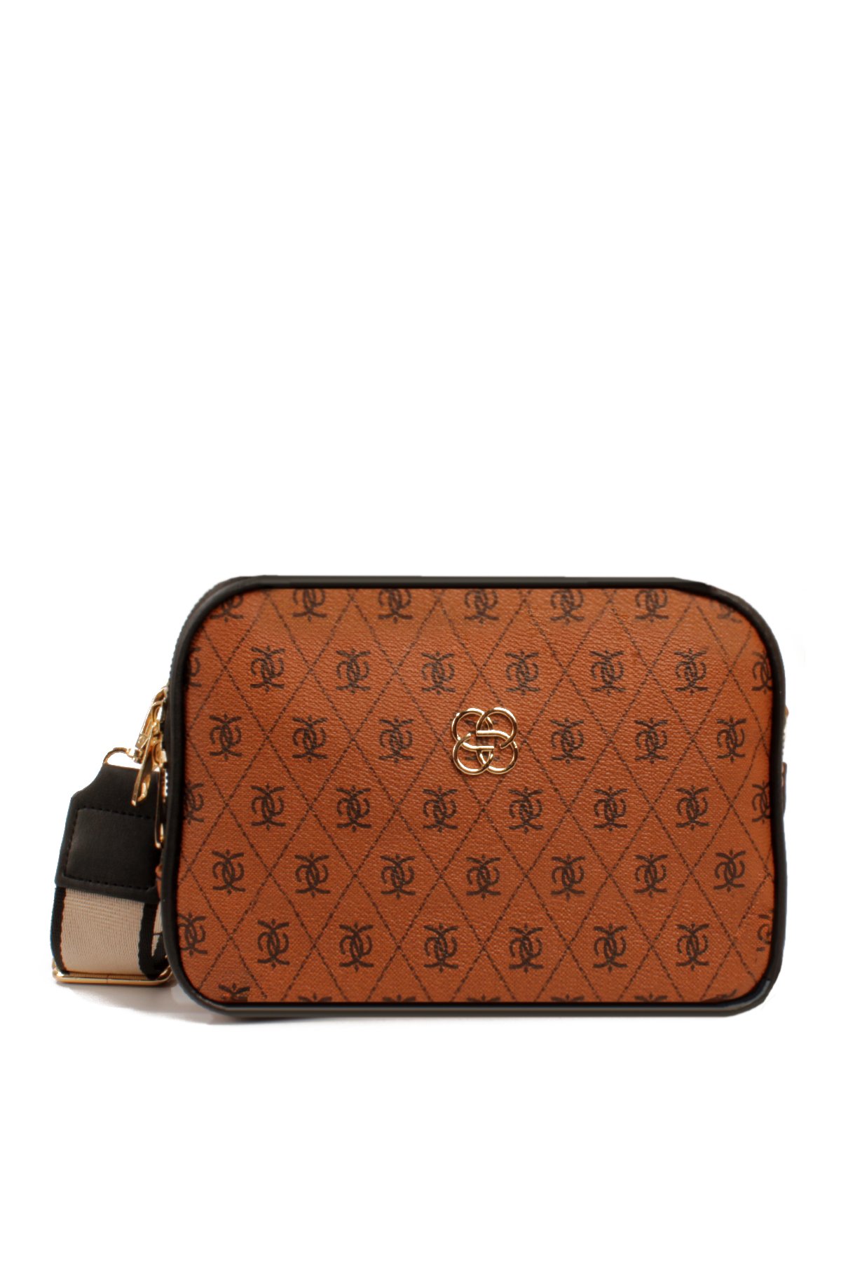 LWE1810-SyhTalhaLuwwe Bag'sKadın İki Bölmeli Çift Yön Fermuarlı Kapama Desenli Deri Dokuma Kolon Askılı Omuz Çantası (1810)