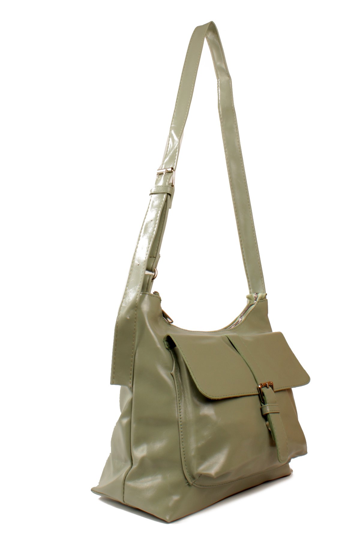 LWE1836-SyhMaviLuwwe Bag'sKadın İki Bölmeli Saten İç Astarlı İç Cepli Kemer Detaylı Postacı Tarz Omuz ve Çapraz Çanta (1836)