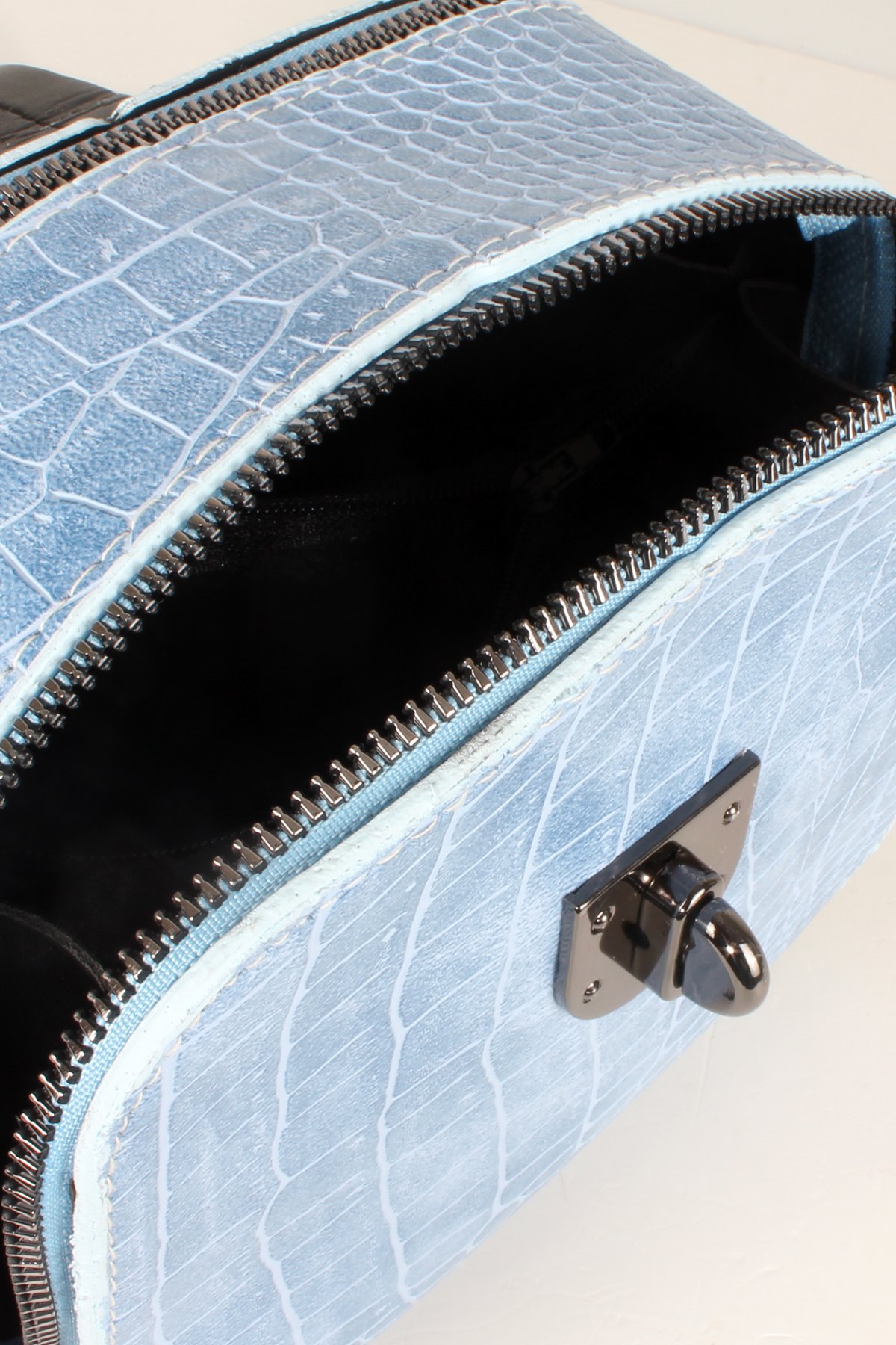 LWE10611-LilaTalhaLuwwe Bag'sKadın İki Bölmeli Timsah Desenli İç Cepli Kolon Askılı Omuz Çantası (10611)