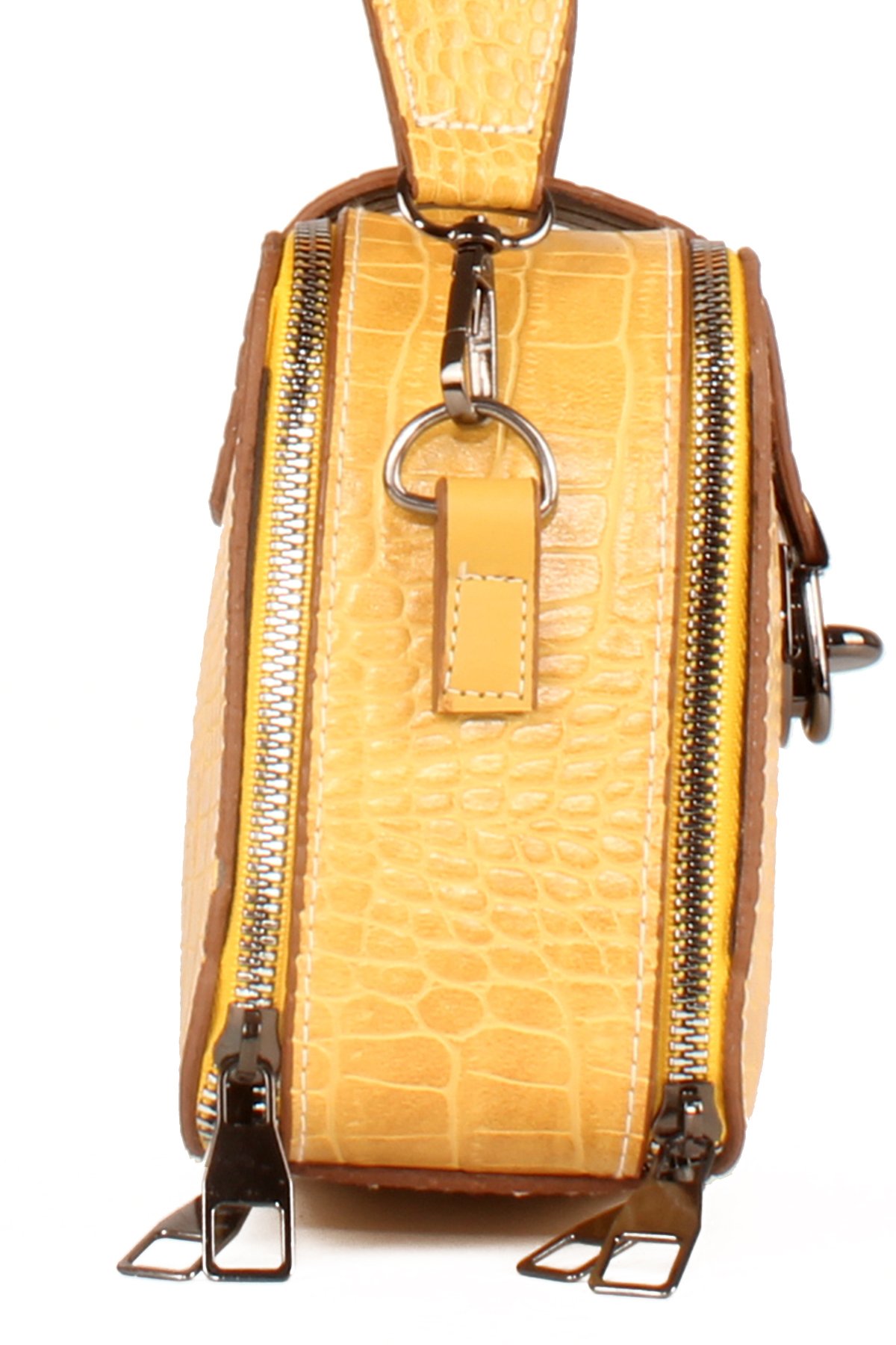 LWE10611-LilaTalhaLuwwe Bag'sKadın İki Bölmeli Timsah Desenli İç Cepli Kolon Askılı Omuz Çantası (10611)