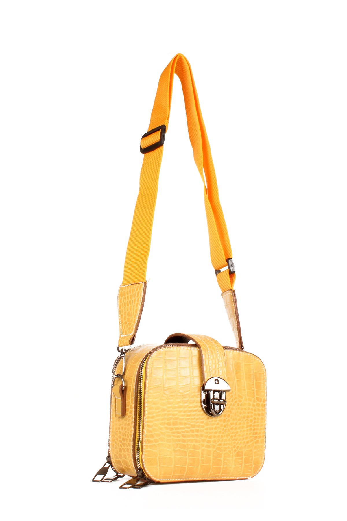 LWE10611-LilaTalhaLuwwe Bag'sKadın İki Bölmeli Timsah Desenli İç Cepli Kolon Askılı Omuz Çantası (10611)