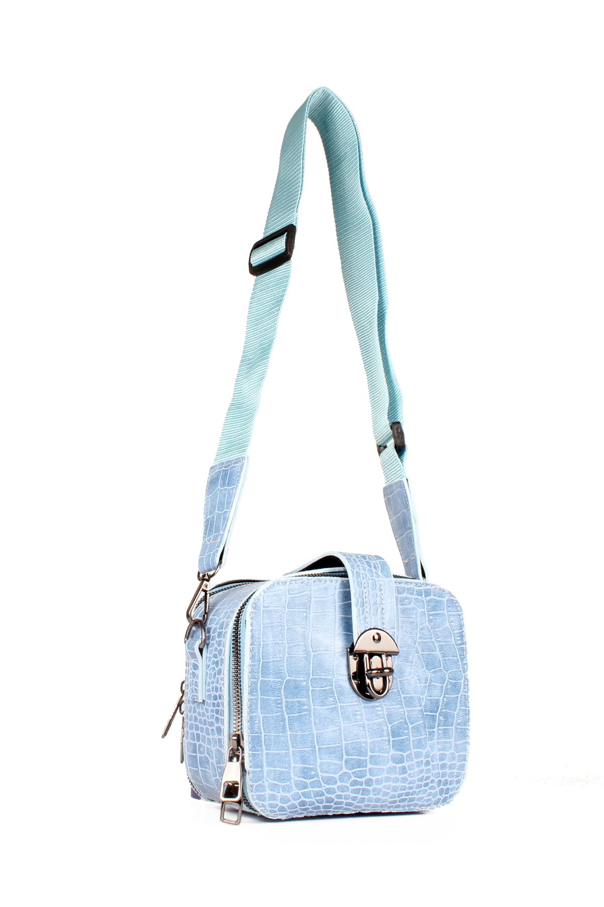 LWE10611-LilaTalhaLuwwe Bag'sKadın İki Bölmeli Timsah Desenli İç Cepli Kolon Askılı Omuz Çantası (10611)