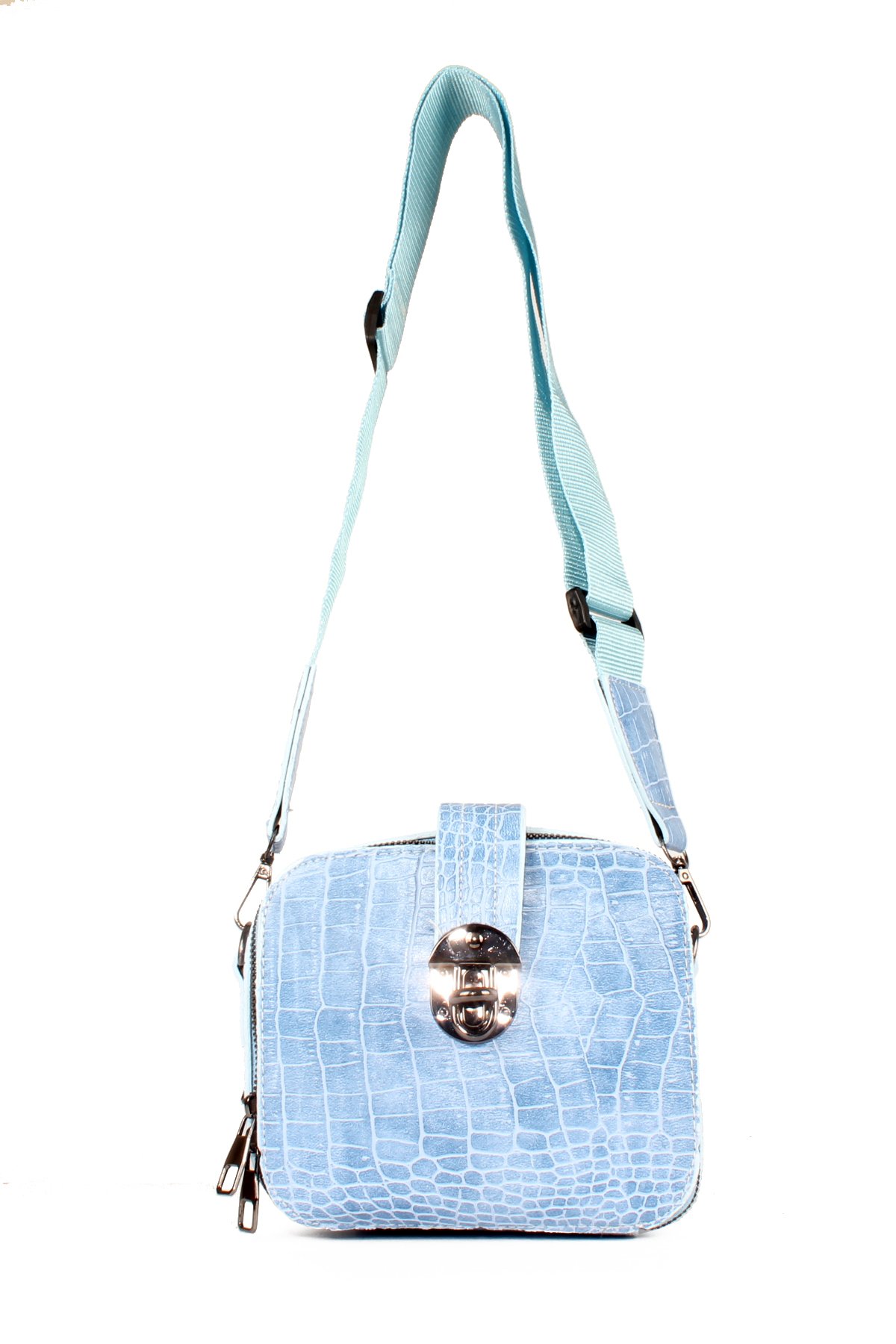 LWE10611-LilaTalhaLuwwe Bag'sKadın İki Bölmeli Timsah Desenli İç Cepli Kolon Askılı Omuz Çantası (10611)