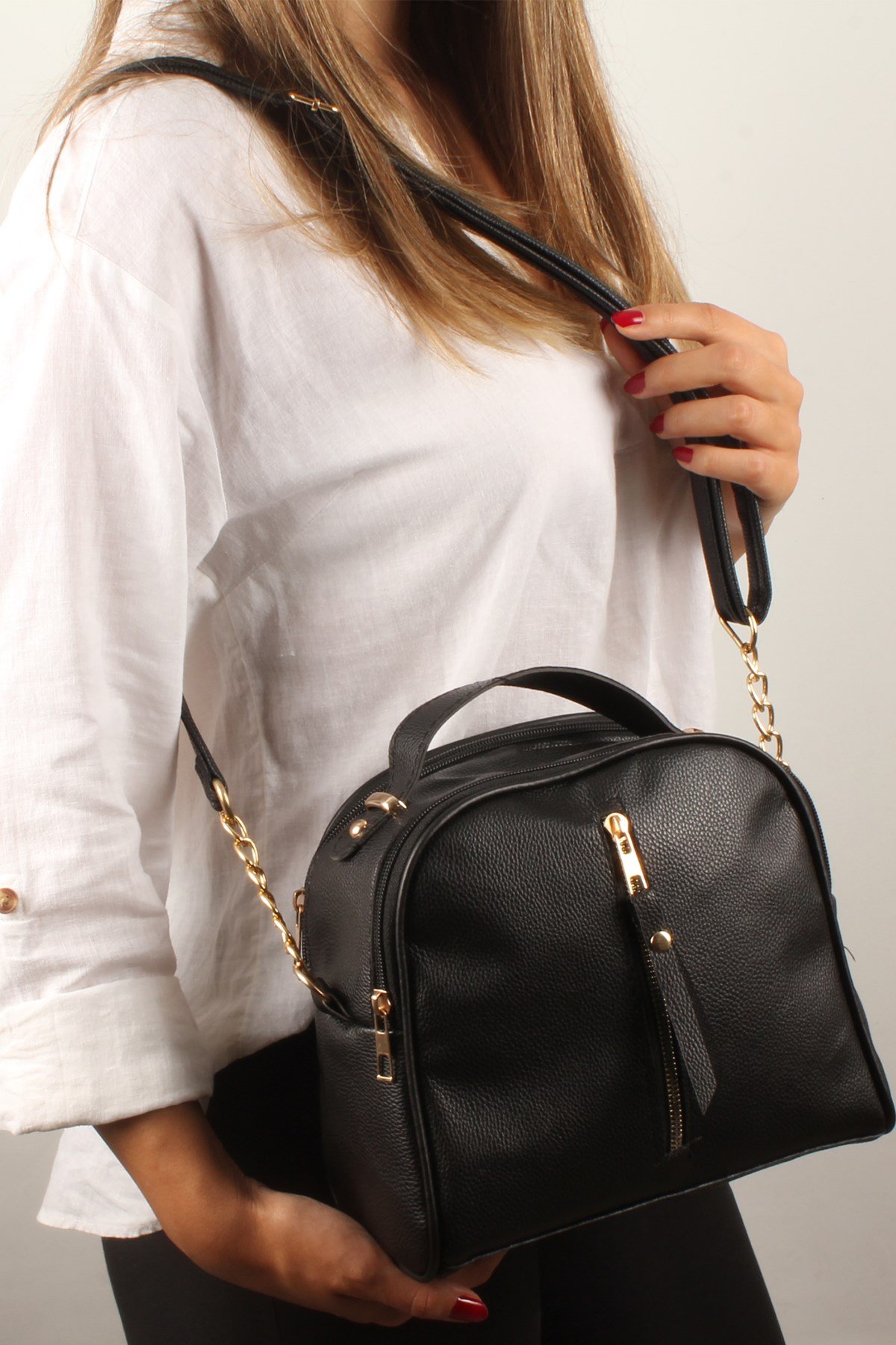 LWE20400-SLuwweLuwwe Bag'sKadın İki Bölmeli Yarı Zincir Askılı El ve Omuz Çantası(20400)