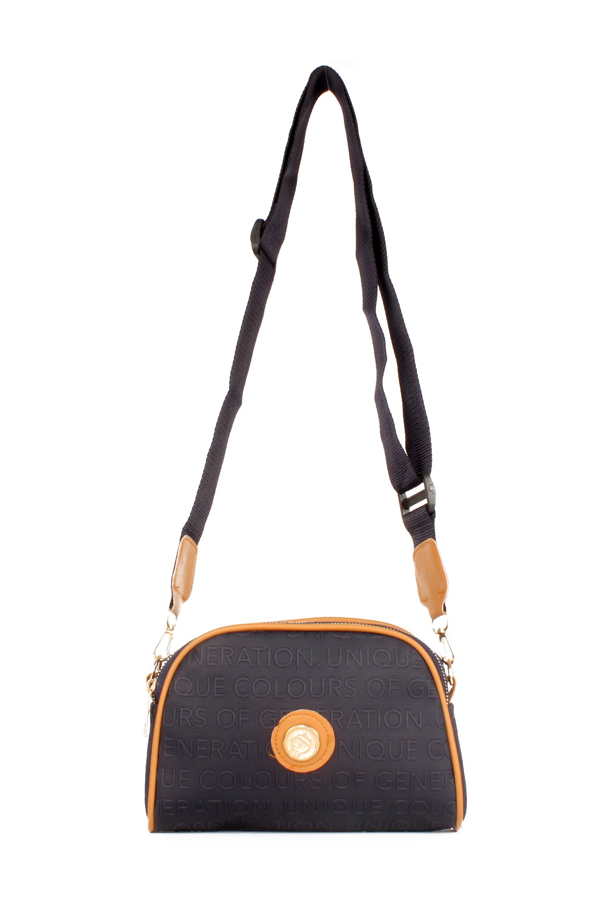 LWE20607-SyhTalhaLuwwe Bag'sKadın İki Bölmeli Yazı Detaylı Kolon Askılı Omuz Çantası (20607)