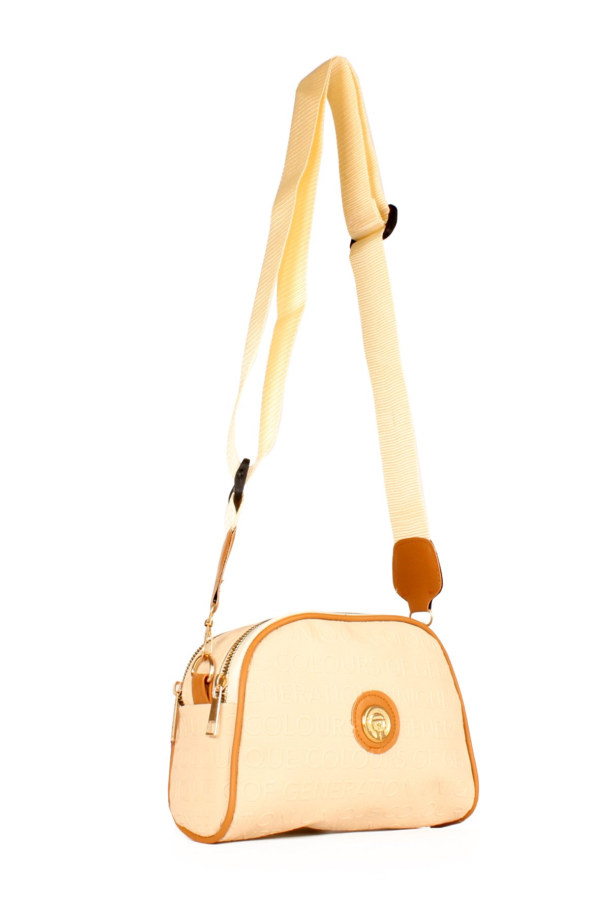 LWE20607-SyhTalhaLuwwe Bag'sKadın İki Bölmeli Yazı Detaylı Kolon Askılı Omuz Çantası (20607)