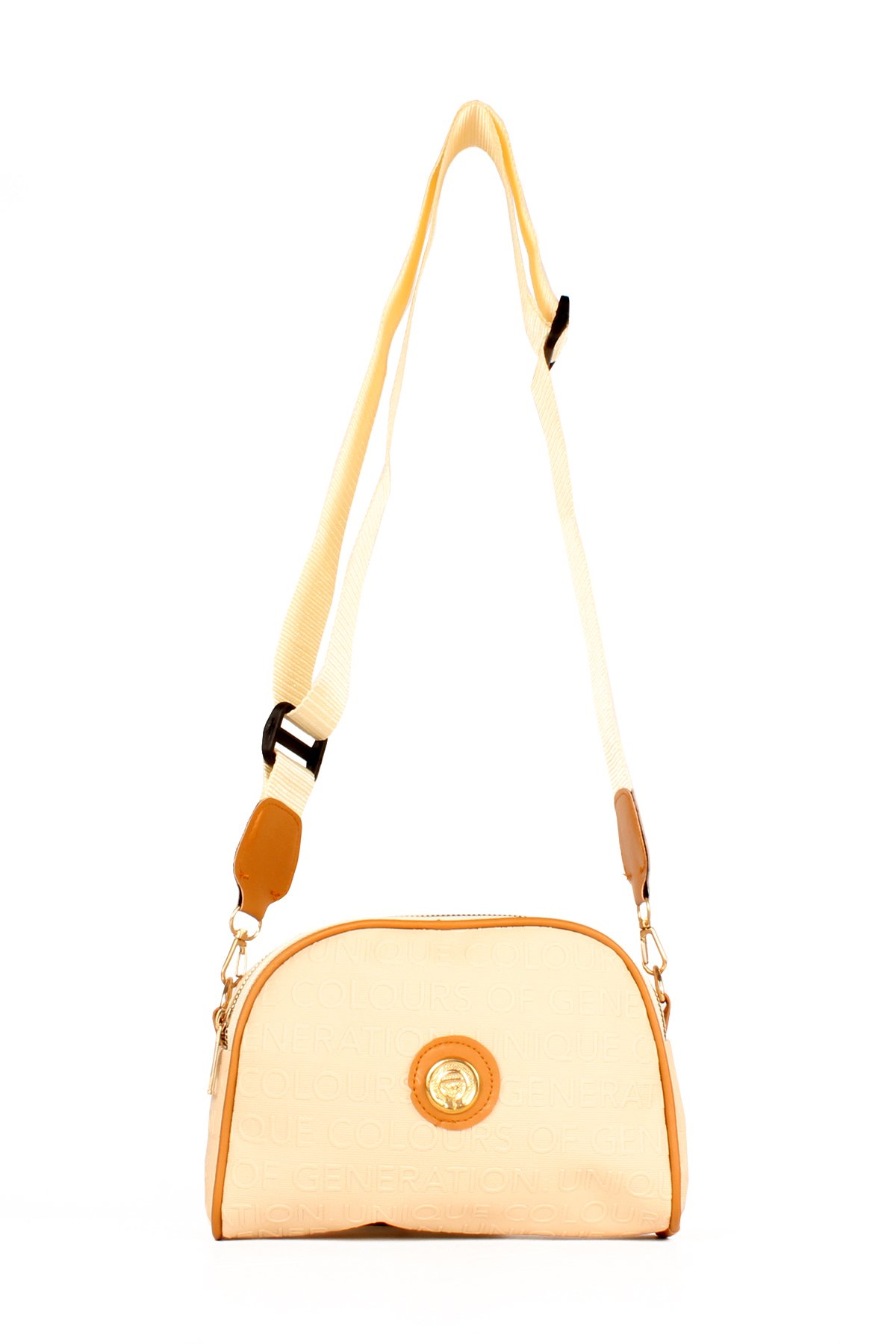 LWE20607-SyhTalhaLuwwe Bag'sKadın İki Bölmeli Yazı Detaylı Kolon Askılı Omuz Çantası (20607)