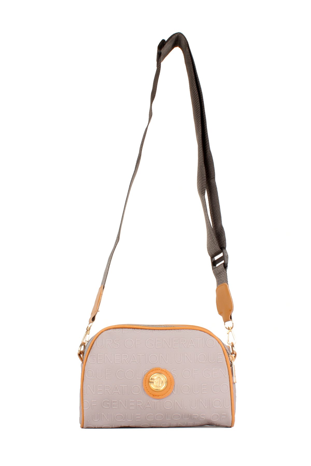 LWE20607-SyhTalhaLuwwe Bag'sKadın İki Bölmeli Yazı Detaylı Kolon Askılı Omuz Çantası (20607)