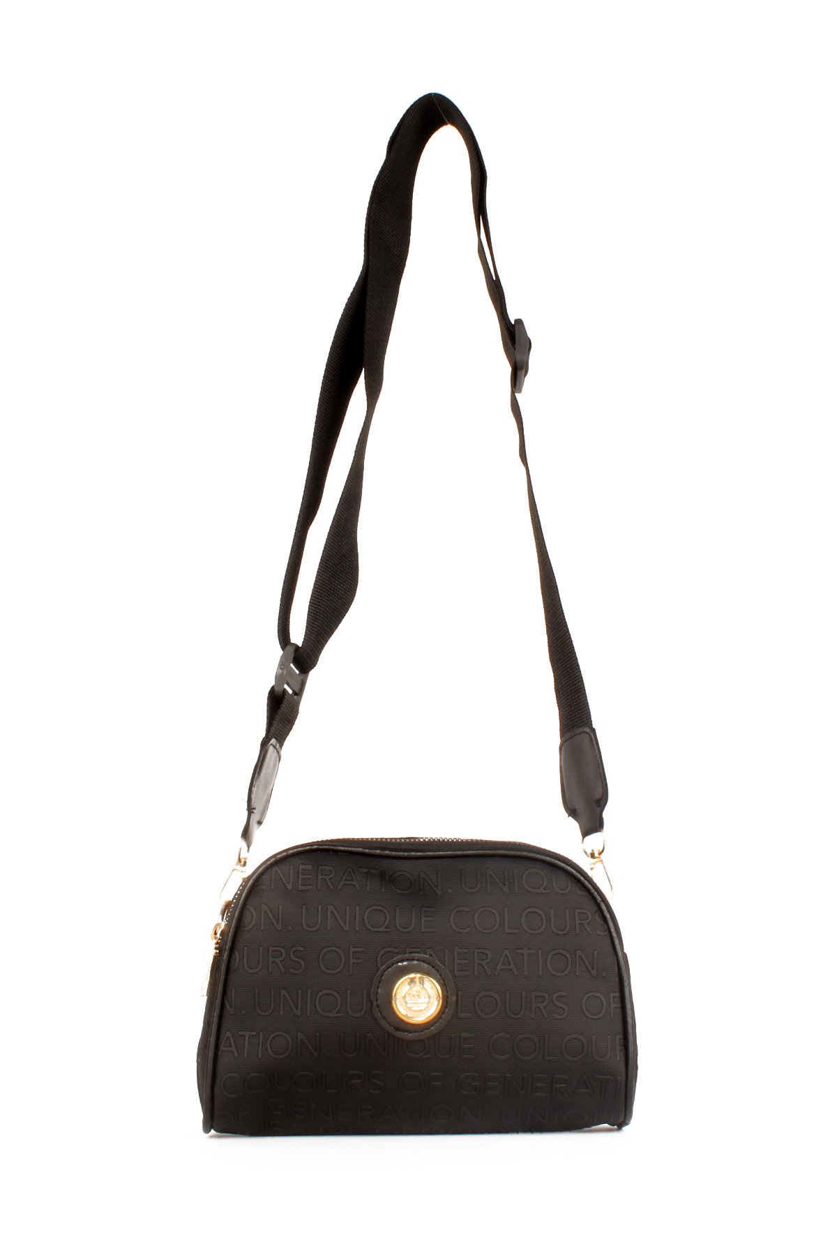 LWE20607-SyhTalhaLuwwe Bag'sKadın İki Bölmeli Yazı Detaylı Kolon Askılı Omuz Çantası (20607)